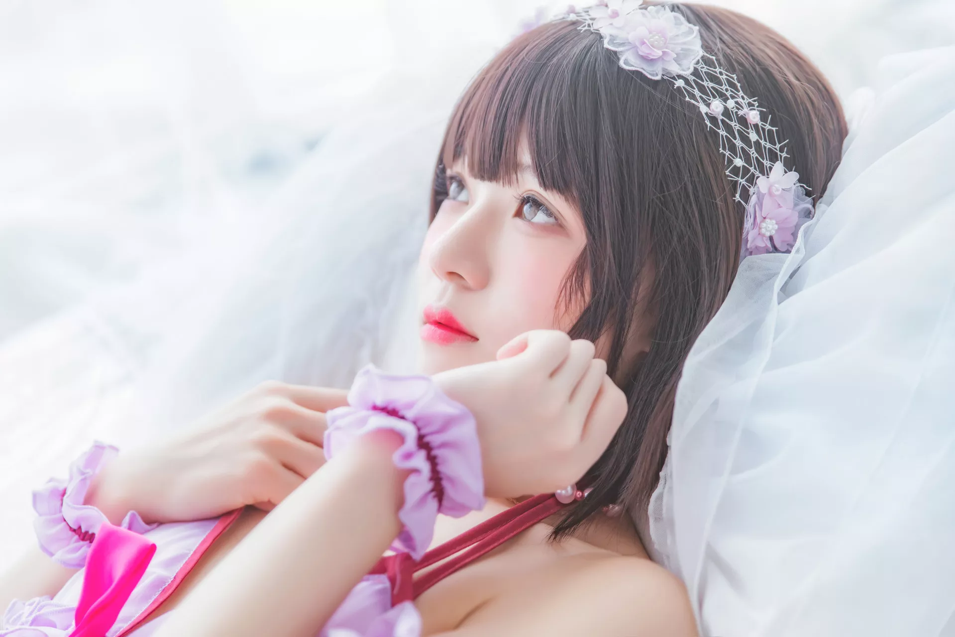 福利 Kato Megumi 丽人 紫色小睡裙 【�@桃喵】 加藤惠 Cosplay