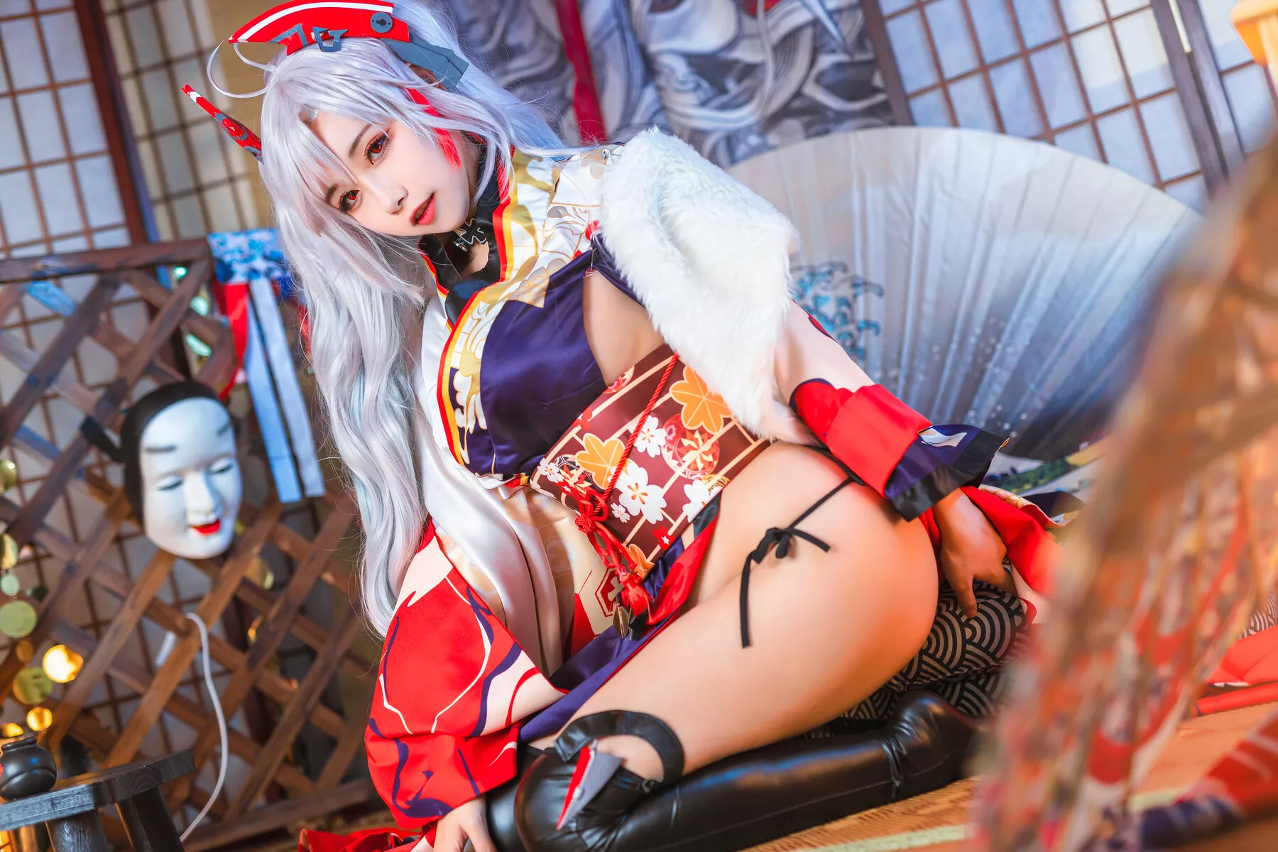 Eugen ko Cosplay 【Momo 和服 欧根亲王 Prinz 葵葵】 福报 佳人
