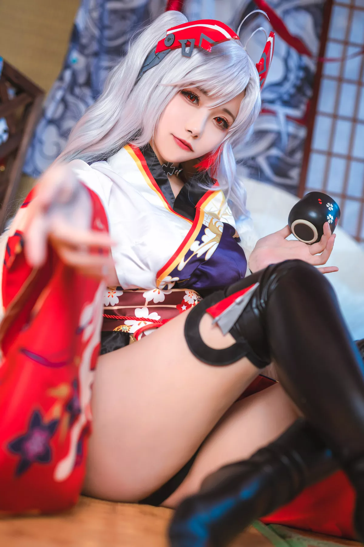 Eugen ko Cosplay 【Momo 和服 欧根亲王 Prinz 葵葵】 福报 佳人