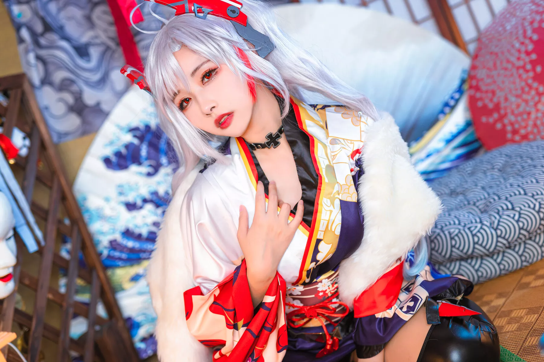 Eugen ko Cosplay 【Momo 和服 欧根亲王 Prinz 葵葵】 福报 佳人
