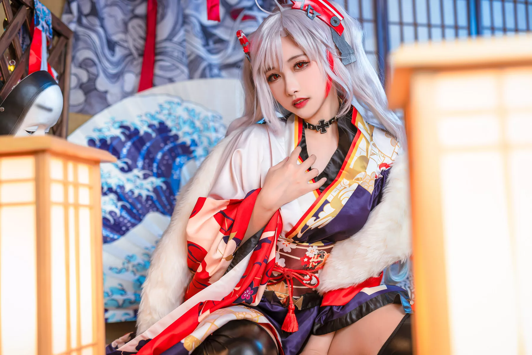 Eugen ko Cosplay 【Momo 和服 欧根亲王 Prinz 葵葵】 福报 佳人