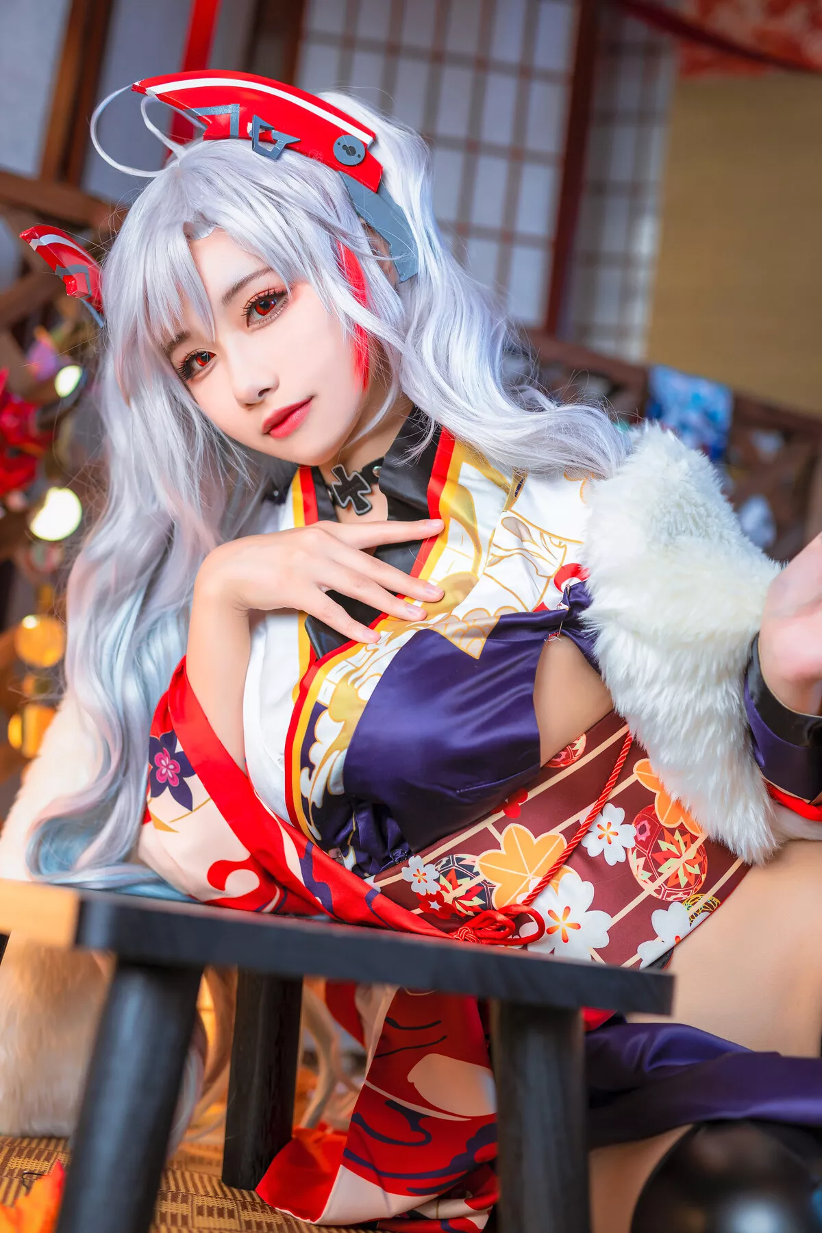 Eugen ko Cosplay 【Momo 和服 欧根亲王 Prinz 葵葵】 福报 佳人