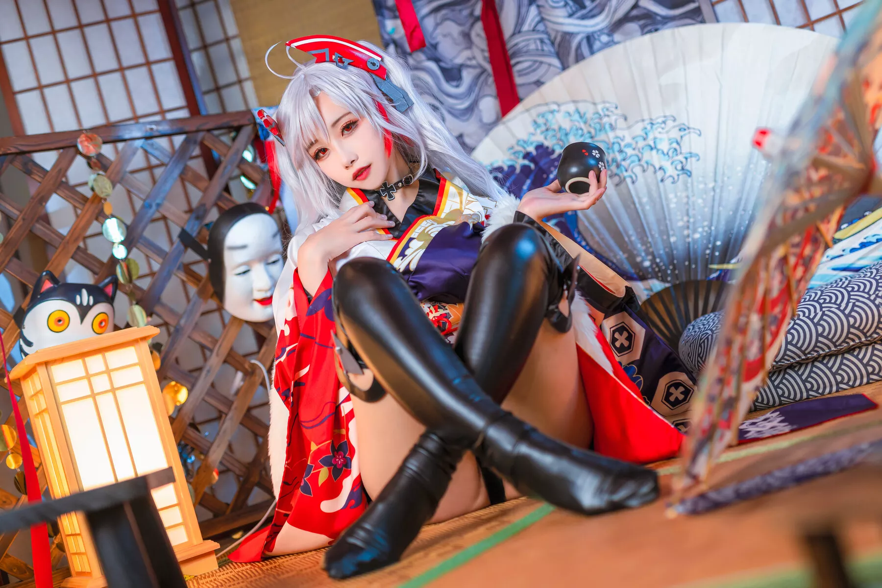 Eugen ko Cosplay 【Momo 和服 欧根亲王 Prinz 葵葵】 福报 佳人