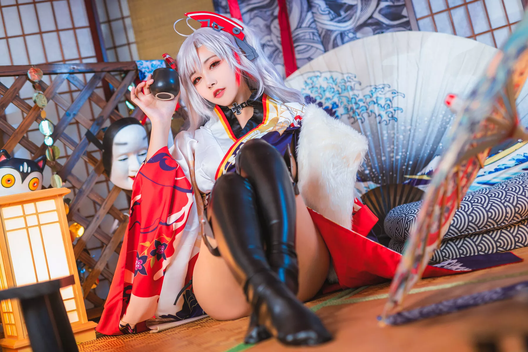 Eugen ko Cosplay 【Momo 和服 欧根亲王 Prinz 葵葵】 福报 佳人
