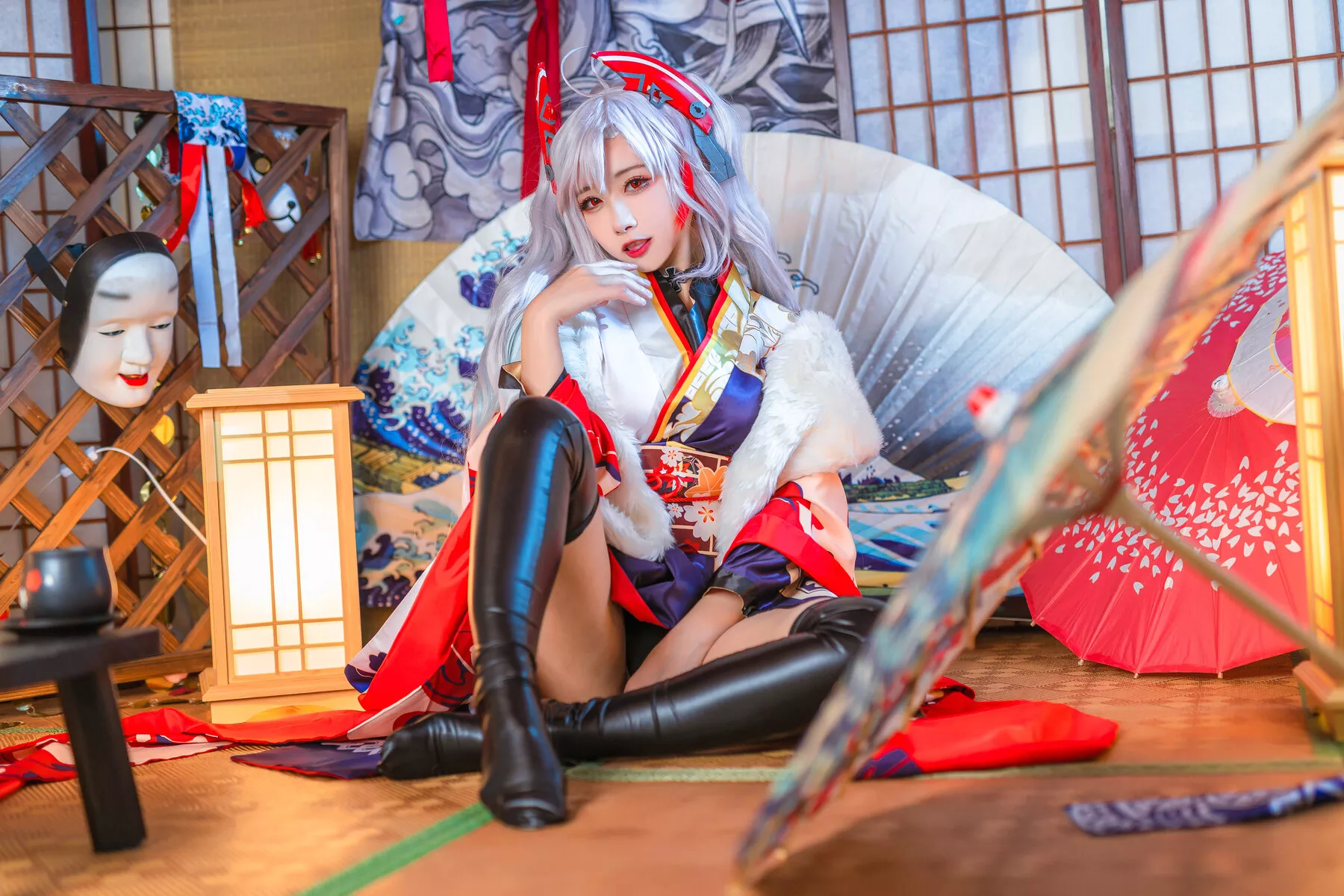 Eugen ko Cosplay 【Momo 和服 欧根亲王 Prinz 葵葵】 福报 佳人