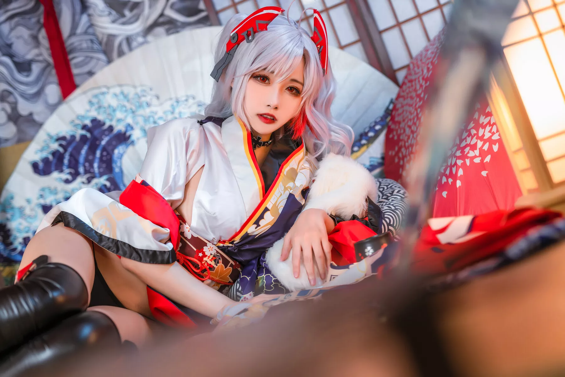 Eugen ko Cosplay 【Momo 和服 欧根亲王 Prinz 葵葵】 福报 佳人