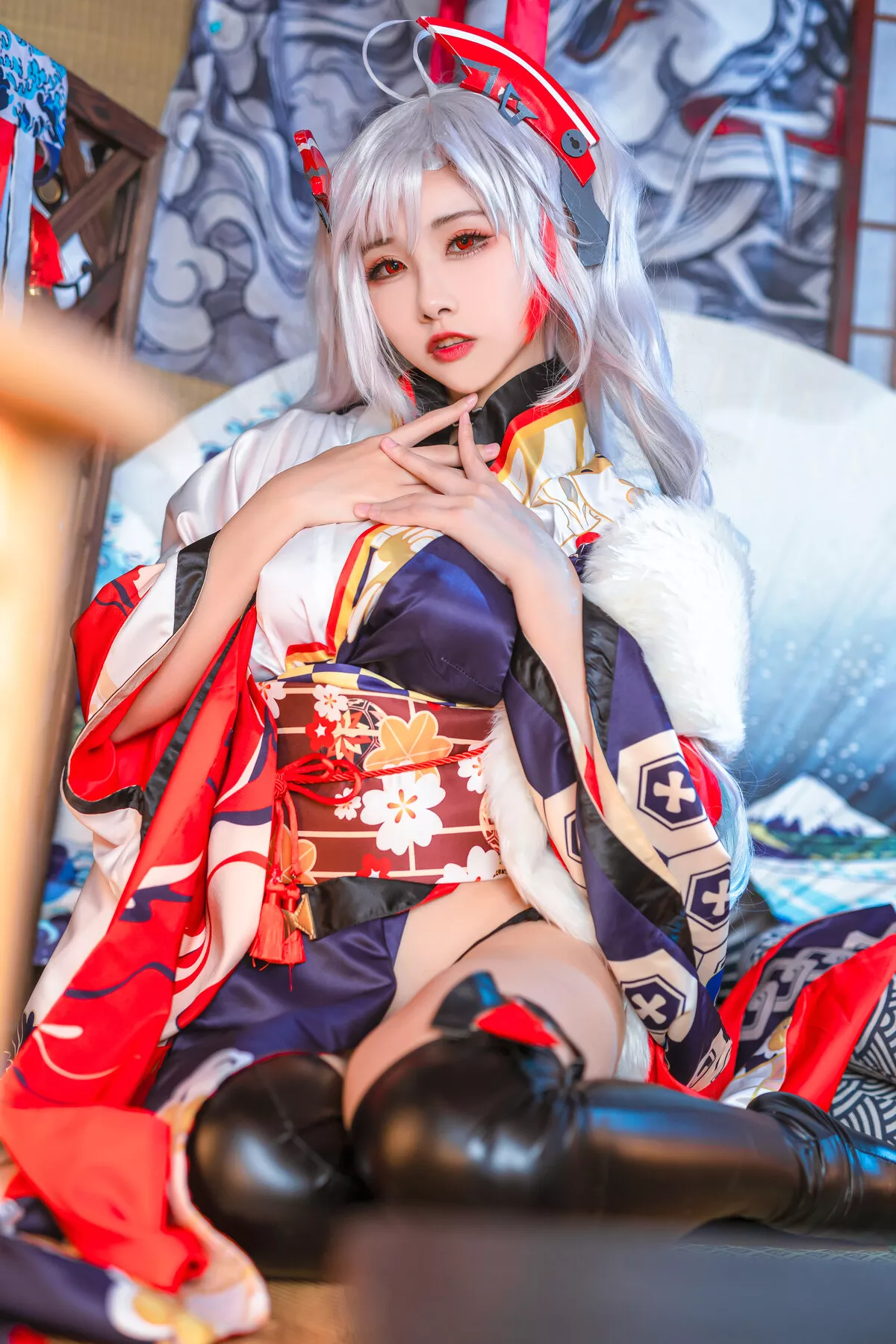 Eugen ko Cosplay 【Momo 和服 欧根亲王 Prinz 葵葵】 福报 佳人