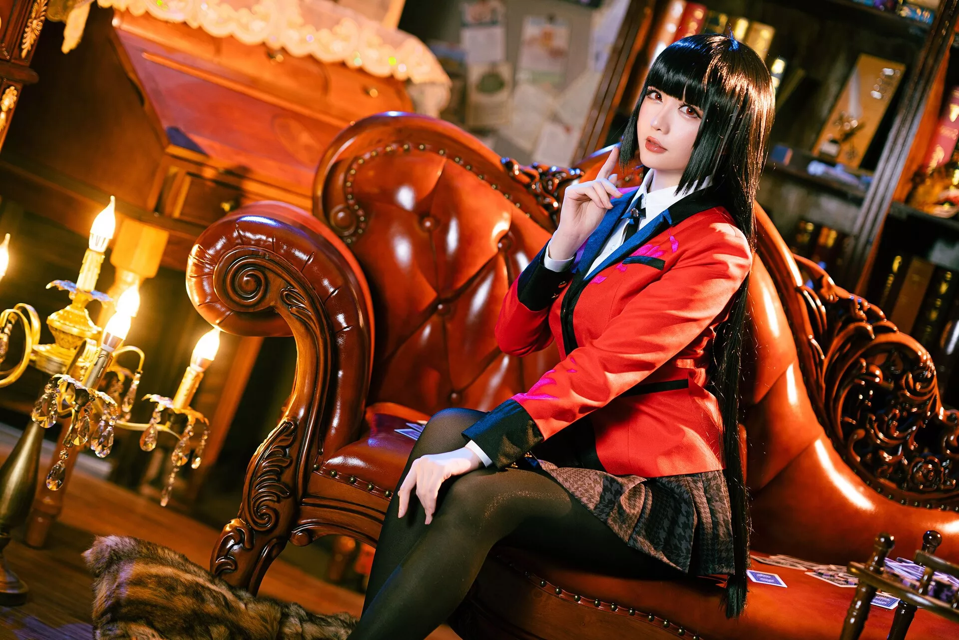 【Hoshilily Jabami 星之迟迟】 蛇�忻巫� Kakegurui 丽人 Yumeko Cosplay 福利