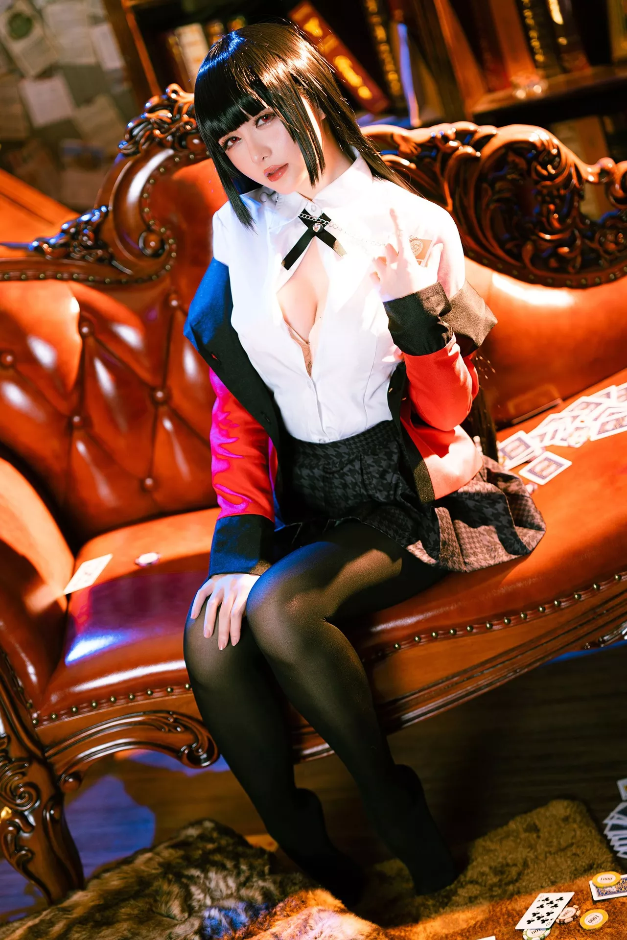 【Hoshilily Jabami 星之迟迟】 蛇�忻巫� Kakegurui 丽人 Yumeko Cosplay 福利