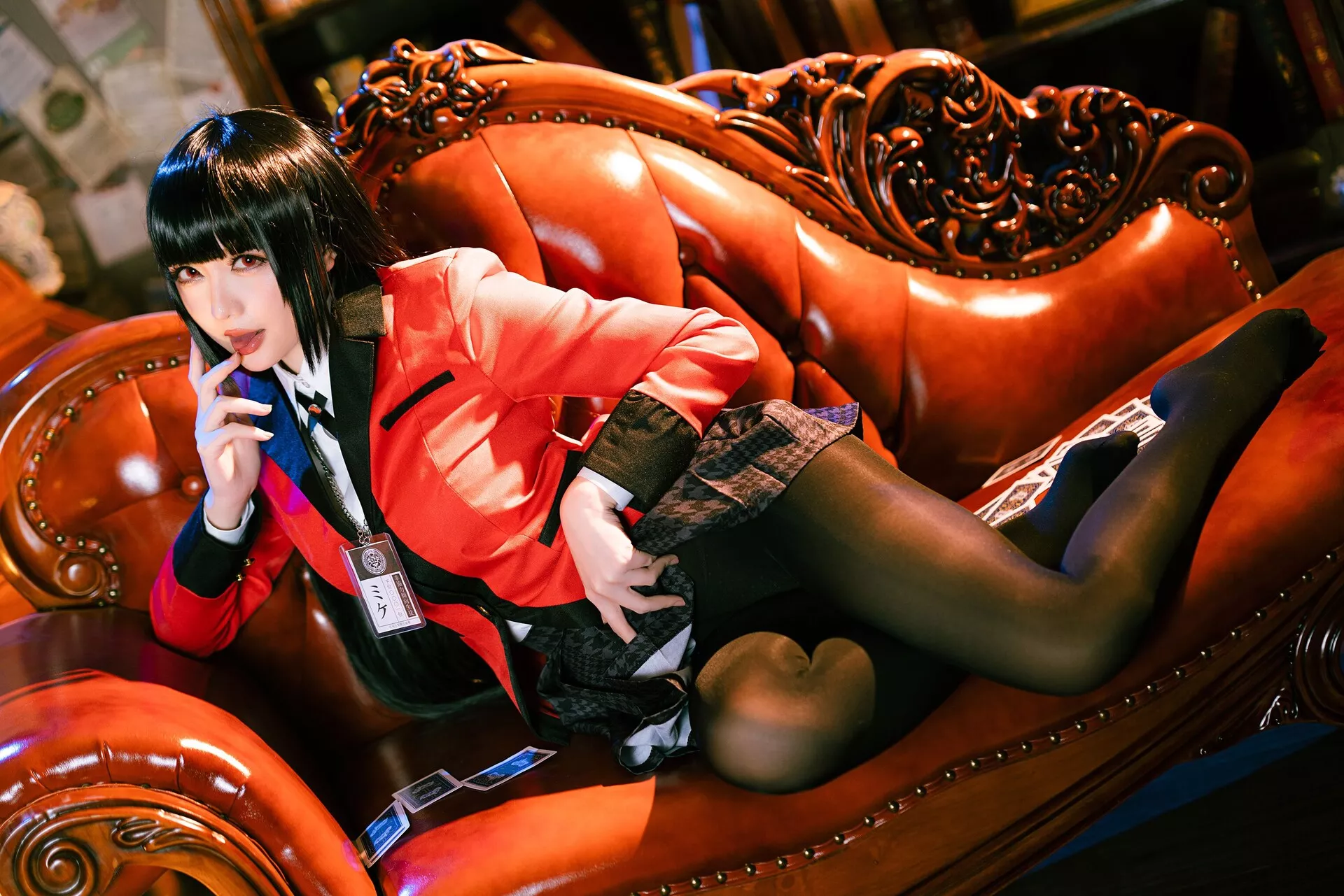 【Hoshilily Jabami 星之迟迟】 蛇�忻巫� Kakegurui 丽人 Yumeko Cosplay 福利