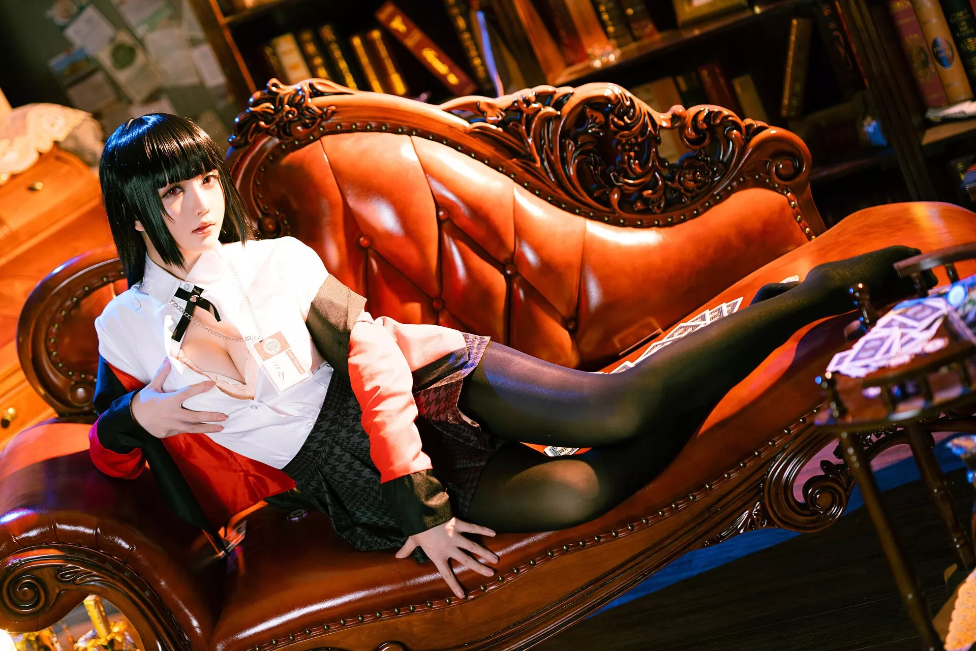 【Hoshilily Jabami 星之迟迟】 蛇�忻巫� Kakegurui 丽人 Yumeko Cosplay 福利