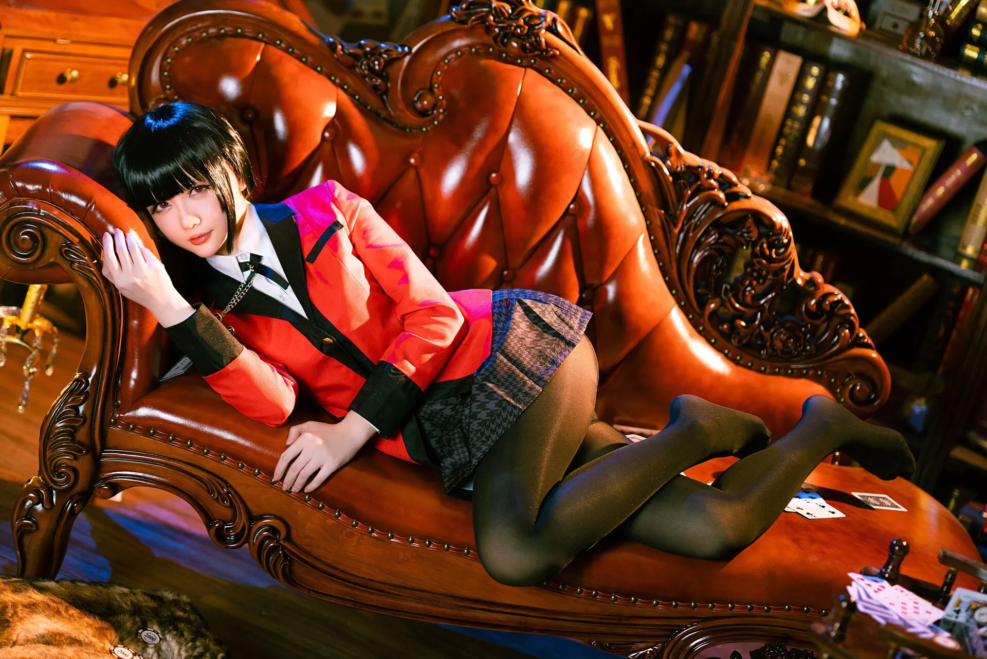 【Hoshilily Jabami 星之迟迟】 蛇�忻巫� Kakegurui 丽人 Yumeko Cosplay 福利