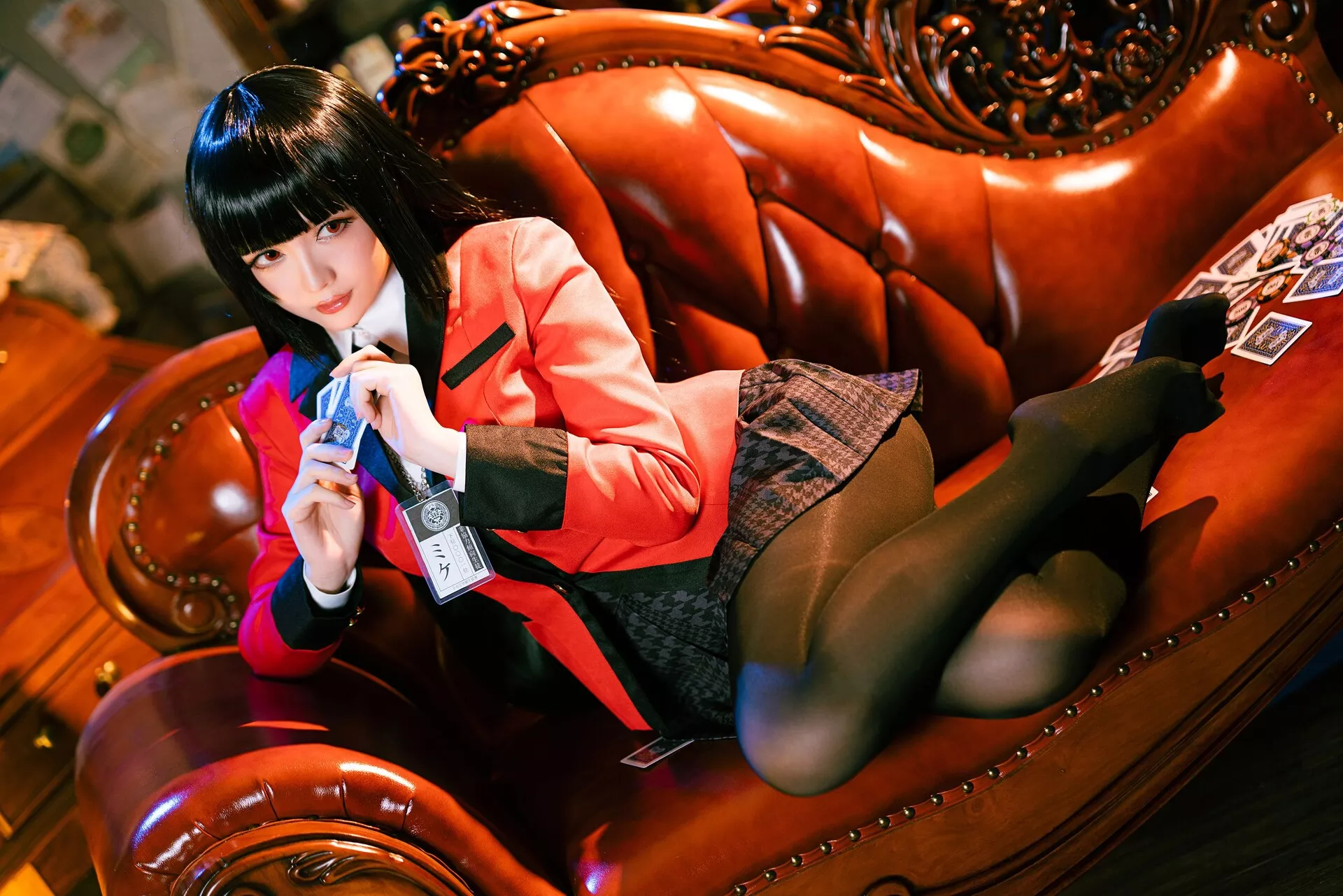【Hoshilily Jabami 星之迟迟】 蛇�忻巫� Kakegurui 丽人 Yumeko Cosplay 福利