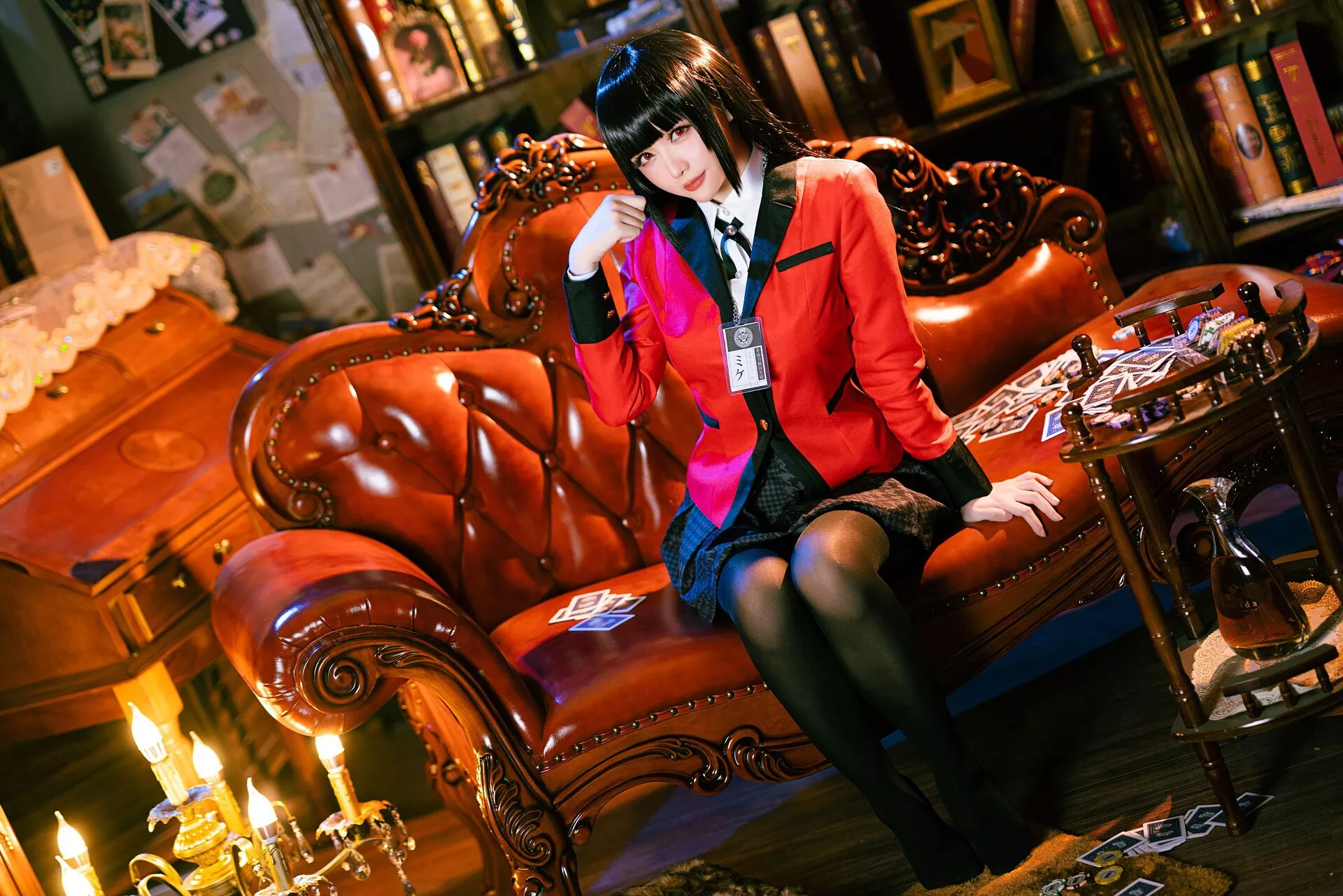 【Hoshilily Jabami 星之迟迟】 蛇�忻巫� Kakegurui 丽人 Yumeko Cosplay 福利