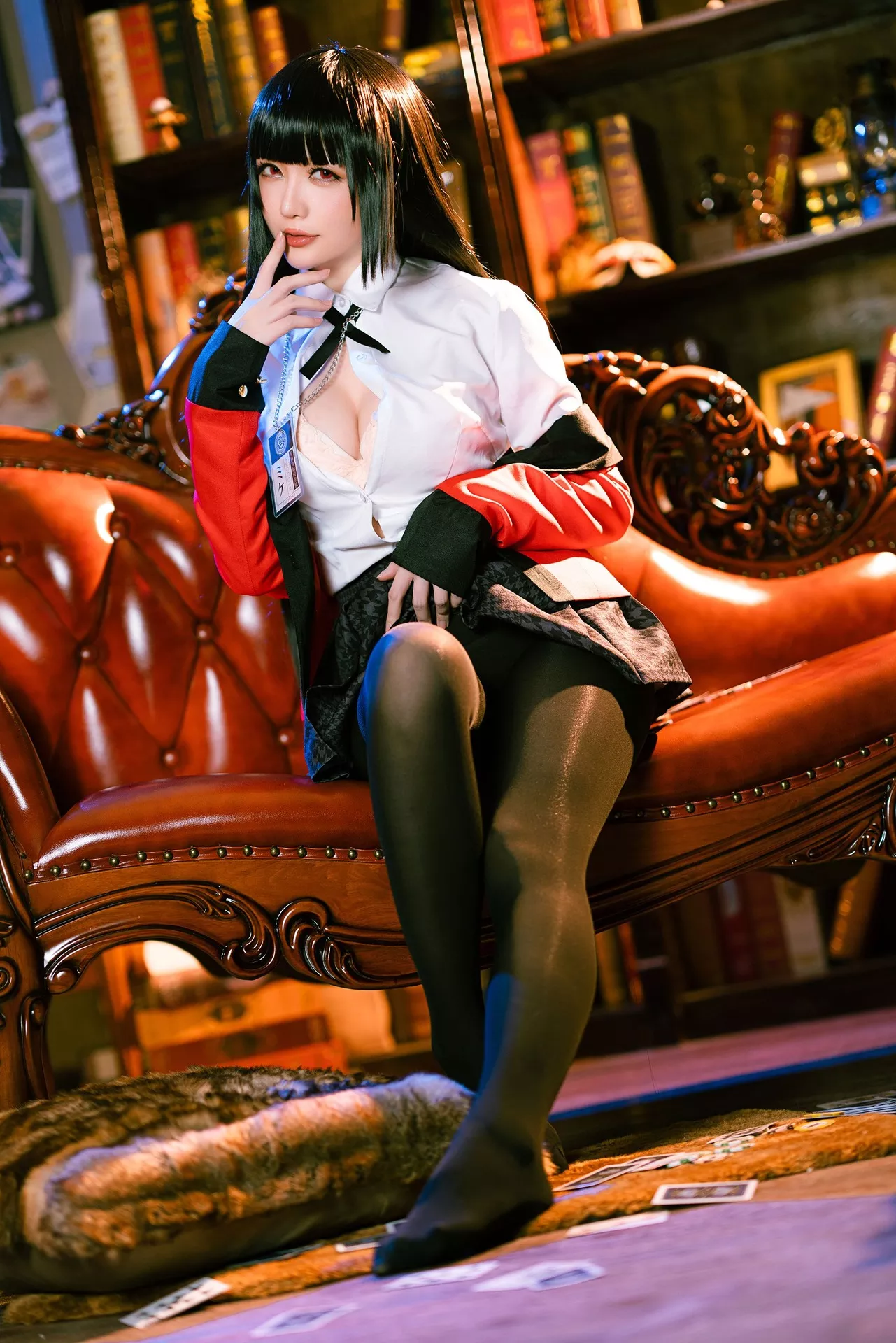 【Hoshilily Jabami 星之迟迟】 蛇�忻巫� Kakegurui 丽人 Yumeko Cosplay 福利