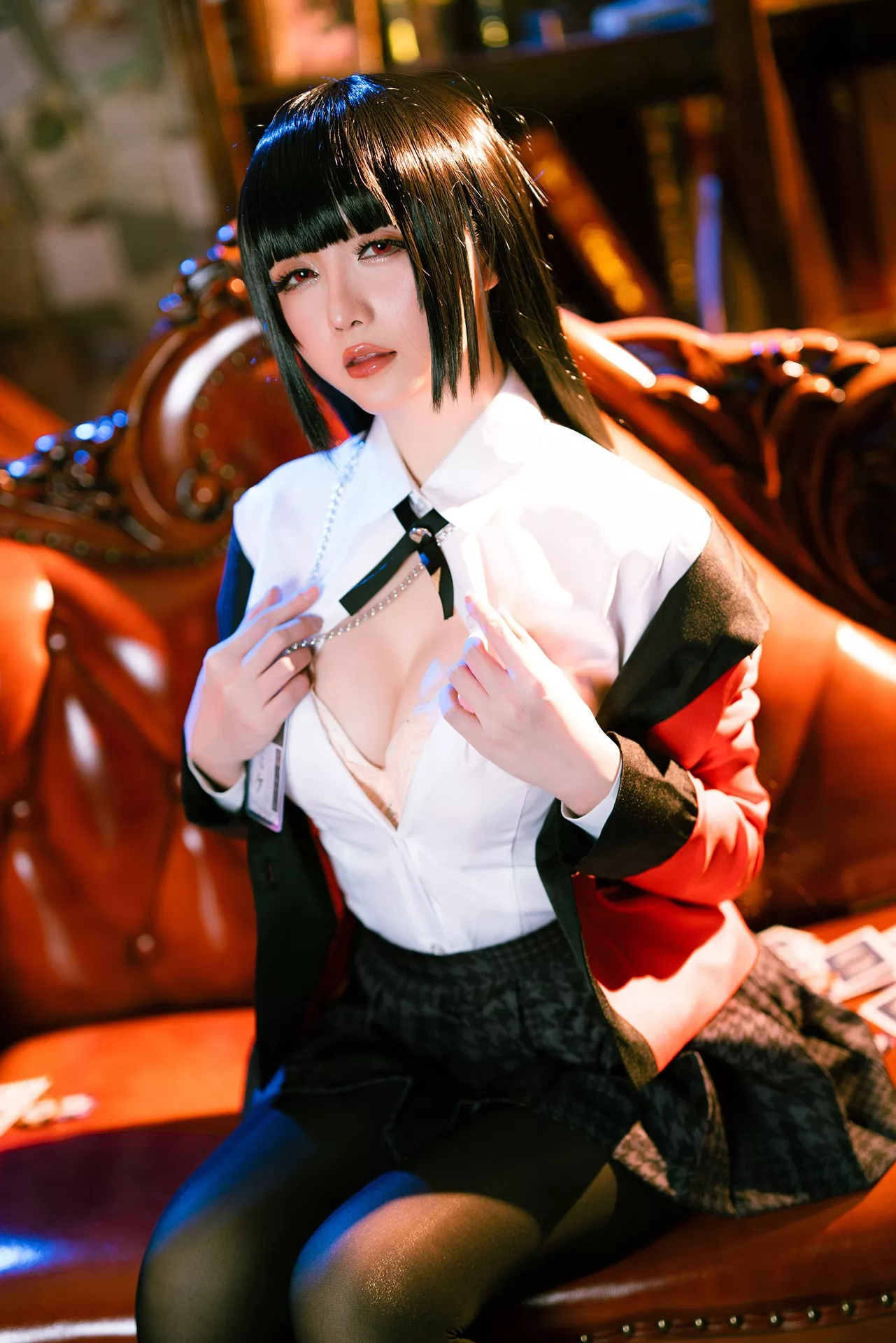 【Hoshilily Jabami 星之迟迟】 蛇�忻巫� Kakegurui 丽人 Yumeko Cosplay 福利