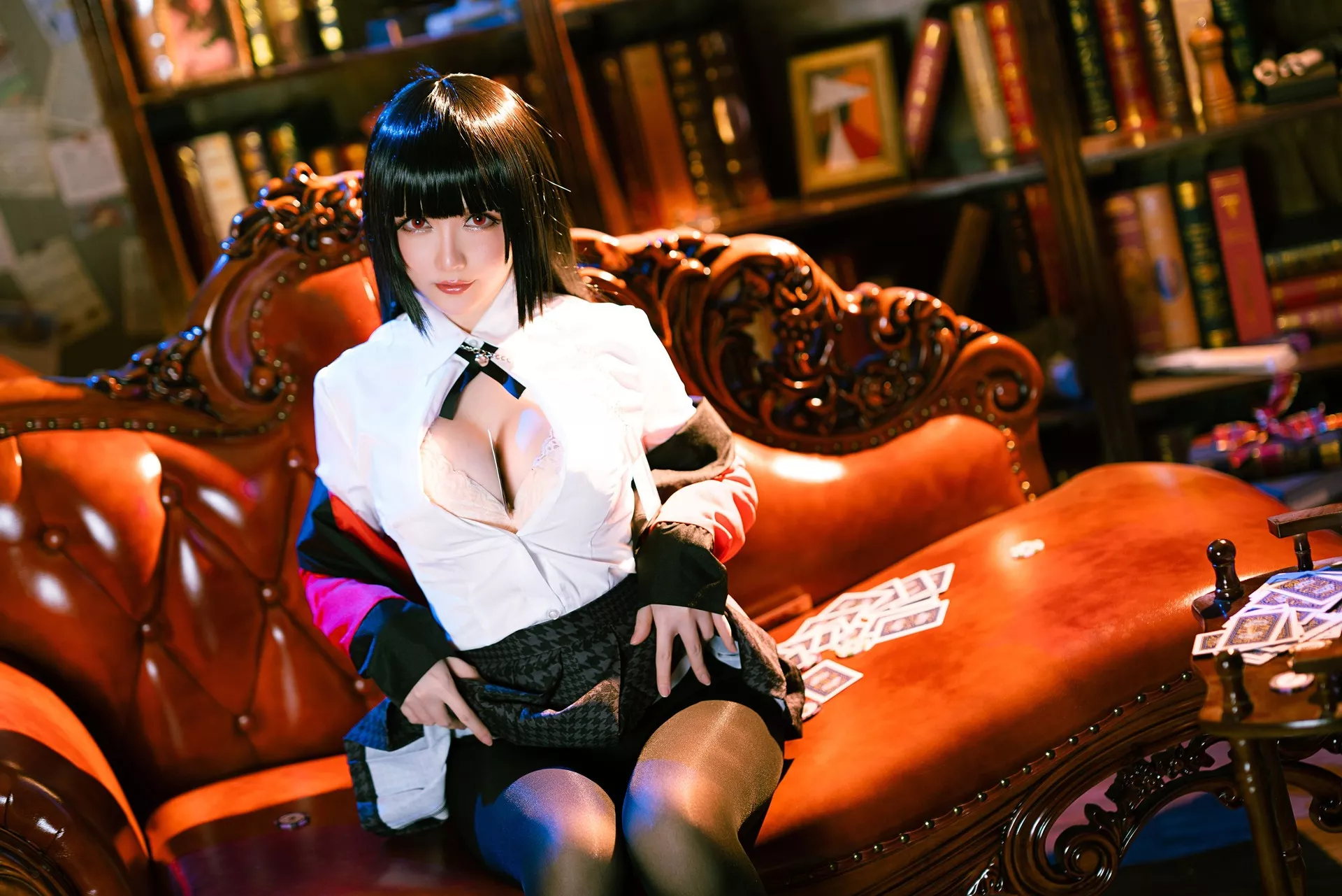 【Hoshilily Jabami 星之迟迟】 蛇�忻巫� Kakegurui 丽人 Yumeko Cosplay 福利