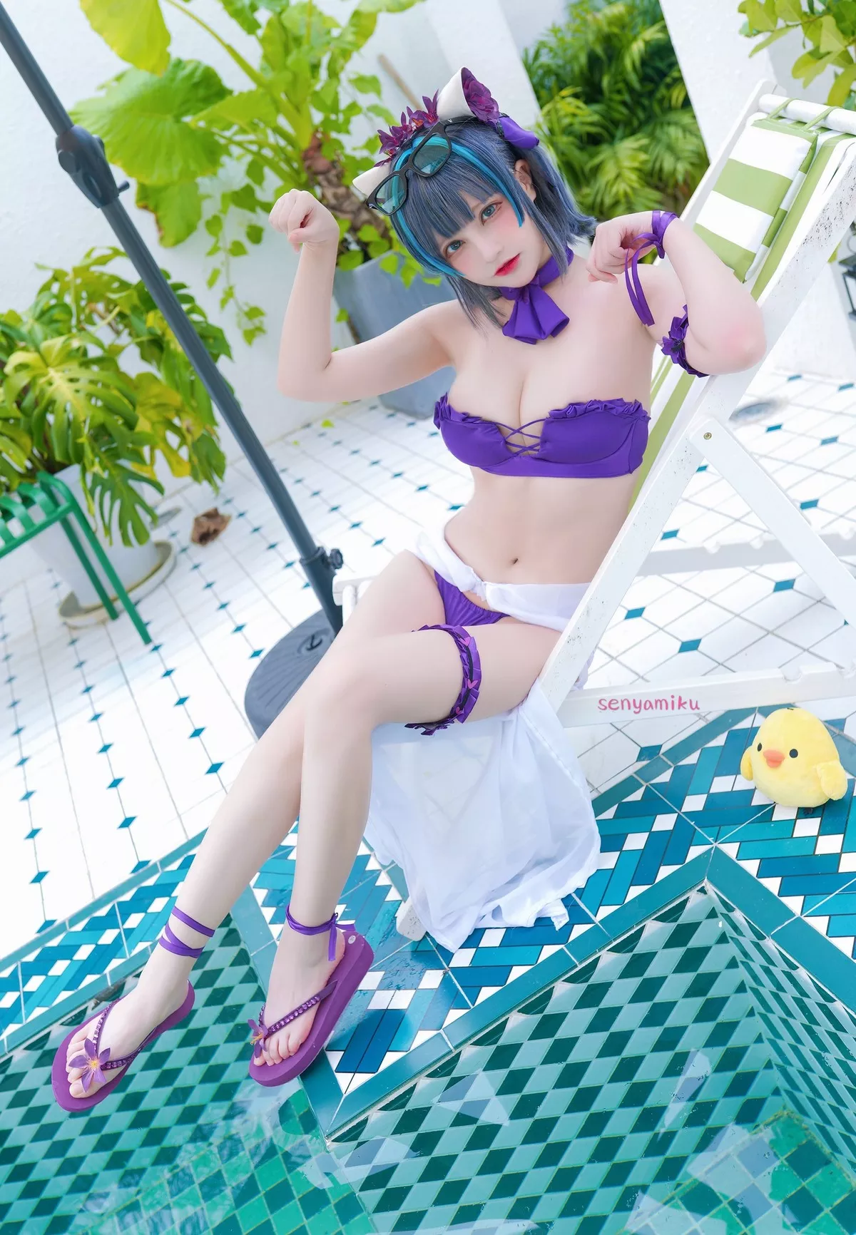 千夜未来】 福报 Cheshire Swimsuit Miku 美人 Cosplay 【Senya