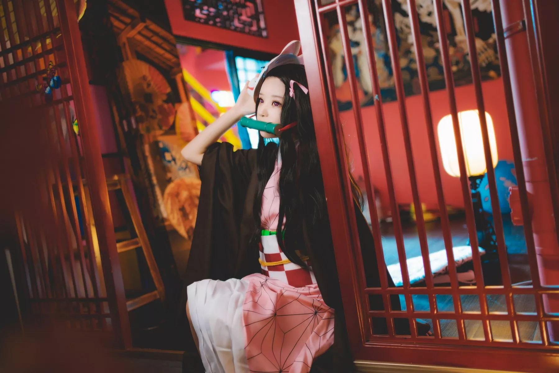Cosplay 美女 【�@桃喵】 Kamado Nezuko 灶门祢豆子 福利