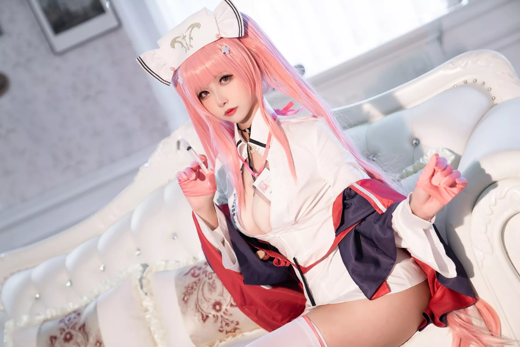 Lane) 女神 英仙座、真爱 Nurse Ver. 福报 (Azur 【Momo 葵葵】 ko Perseus Cosplay