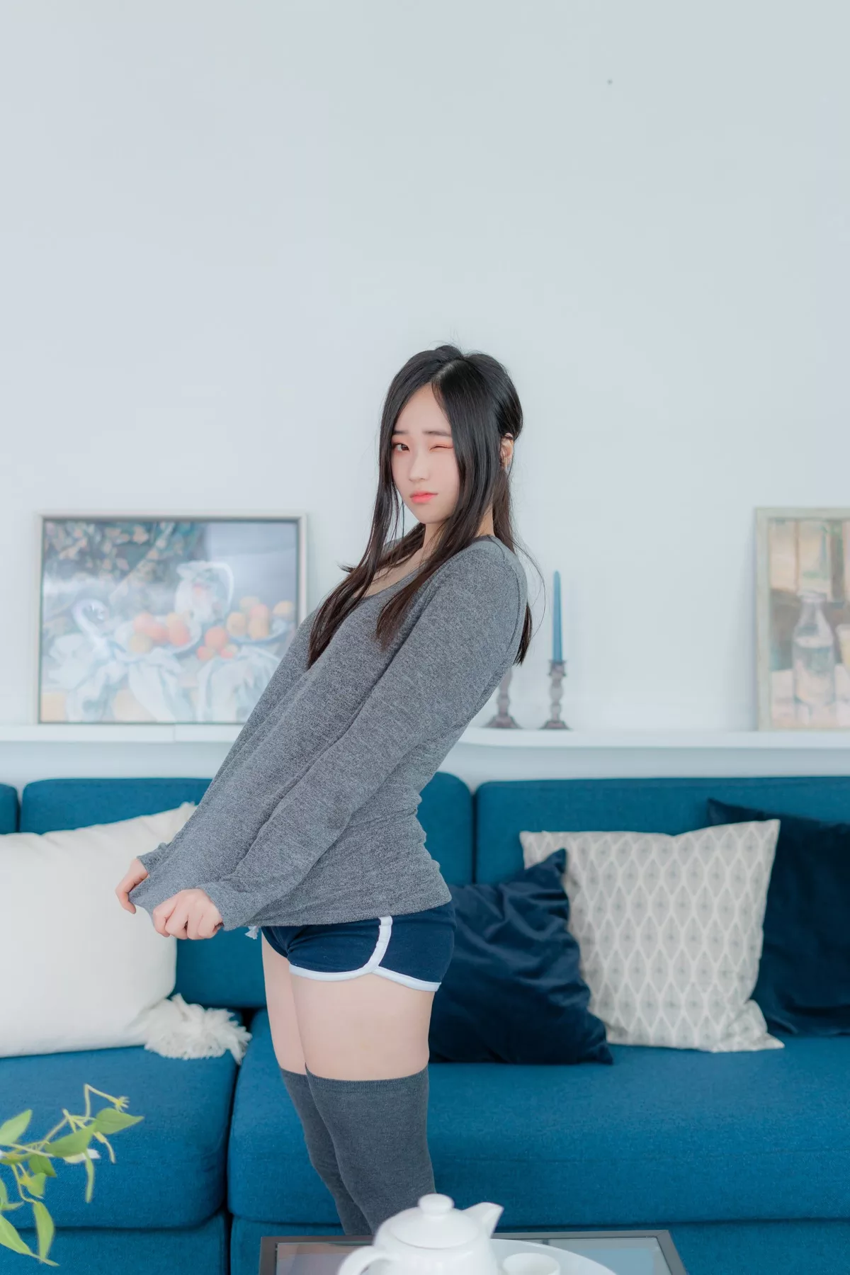 摄影 全集修正 苏打】 socks 南韩 Over 奶油 丽人 Bambi【CreamSoda knee