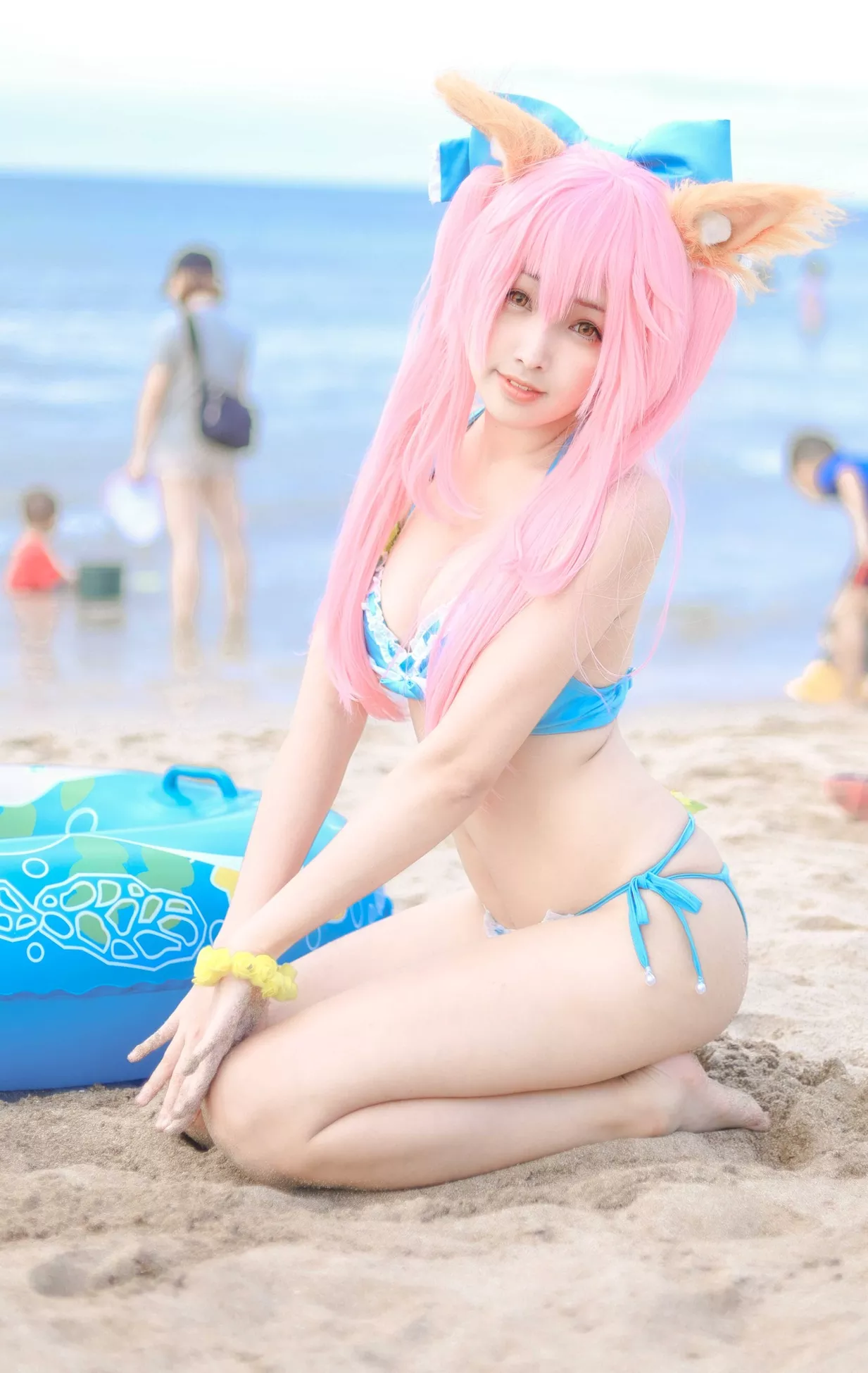 momocat】 Tamamo No 喵 Mae 女神 Ver.Swimsuit 【毛毛 福利 Cosplay