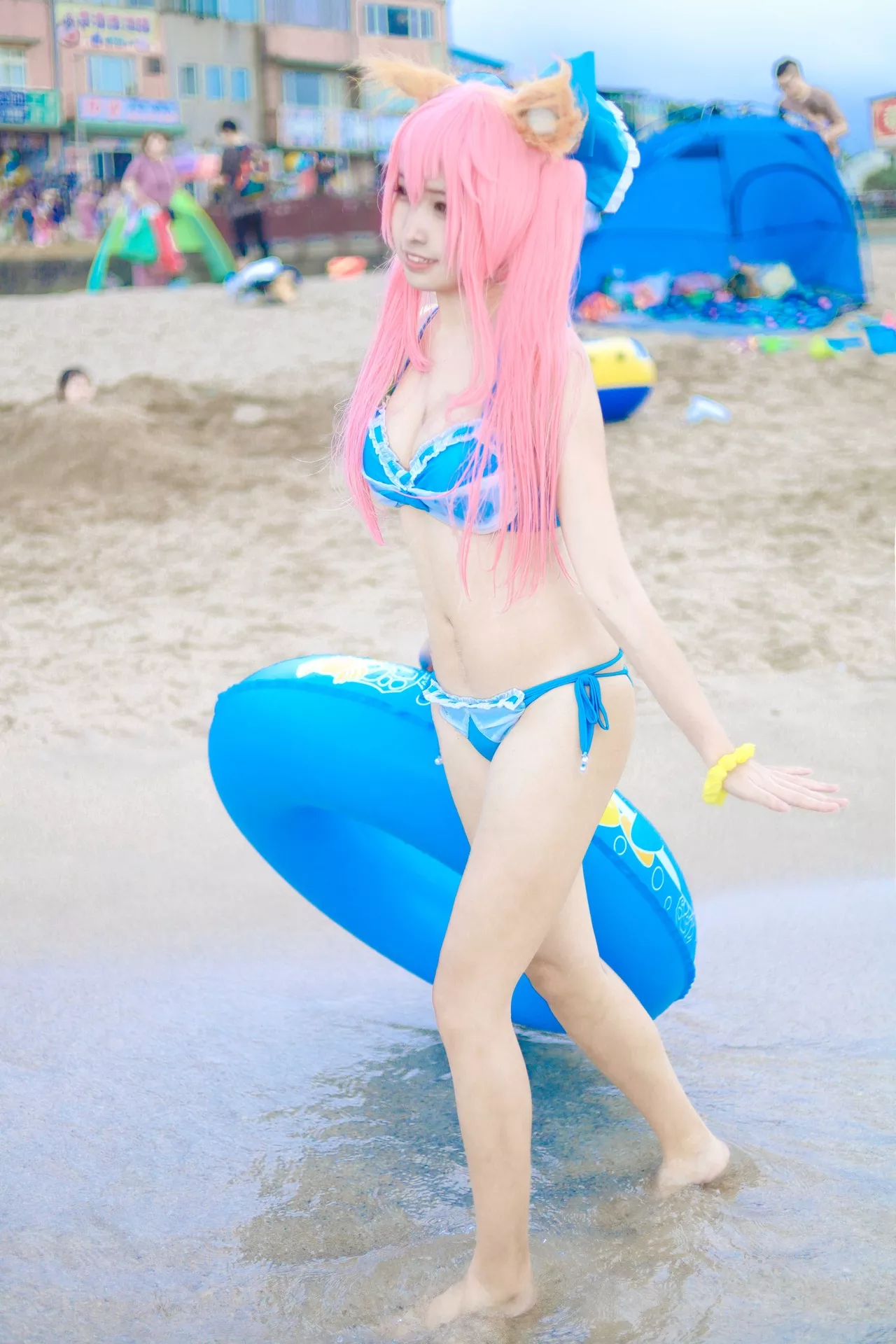 momocat】 Tamamo No 喵 Mae 女神 Ver.Swimsuit 【毛毛 福利 Cosplay