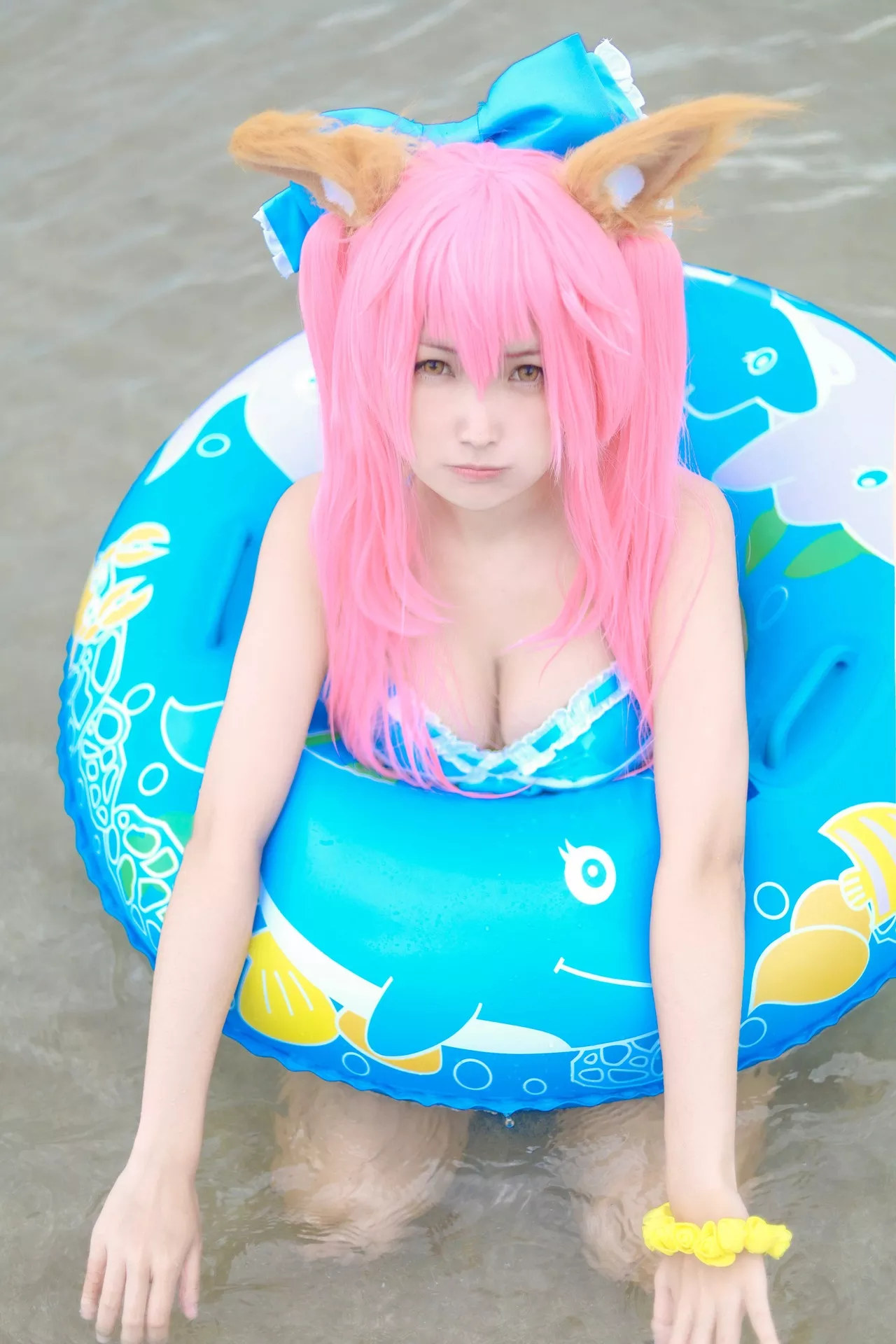 momocat】 Tamamo No 喵 Mae 女神 Ver.Swimsuit 【毛毛 福利 Cosplay