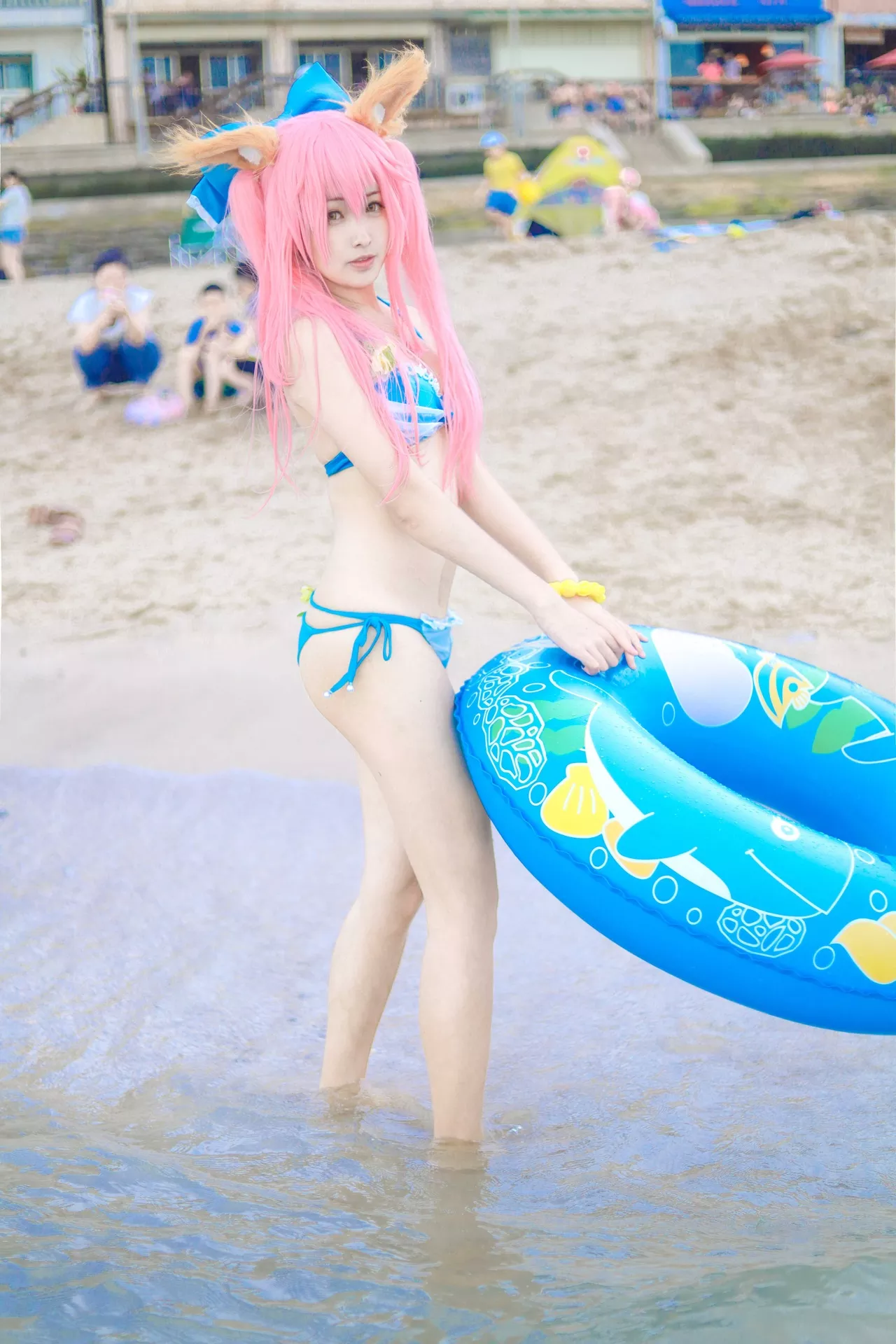 momocat】 Tamamo No 喵 Mae 女神 Ver.Swimsuit 【毛毛 福利 Cosplay