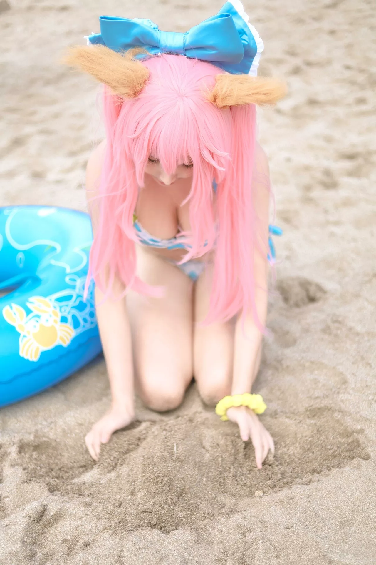 momocat】 Tamamo No 喵 Mae 女神 Ver.Swimsuit 【毛毛 福利 Cosplay