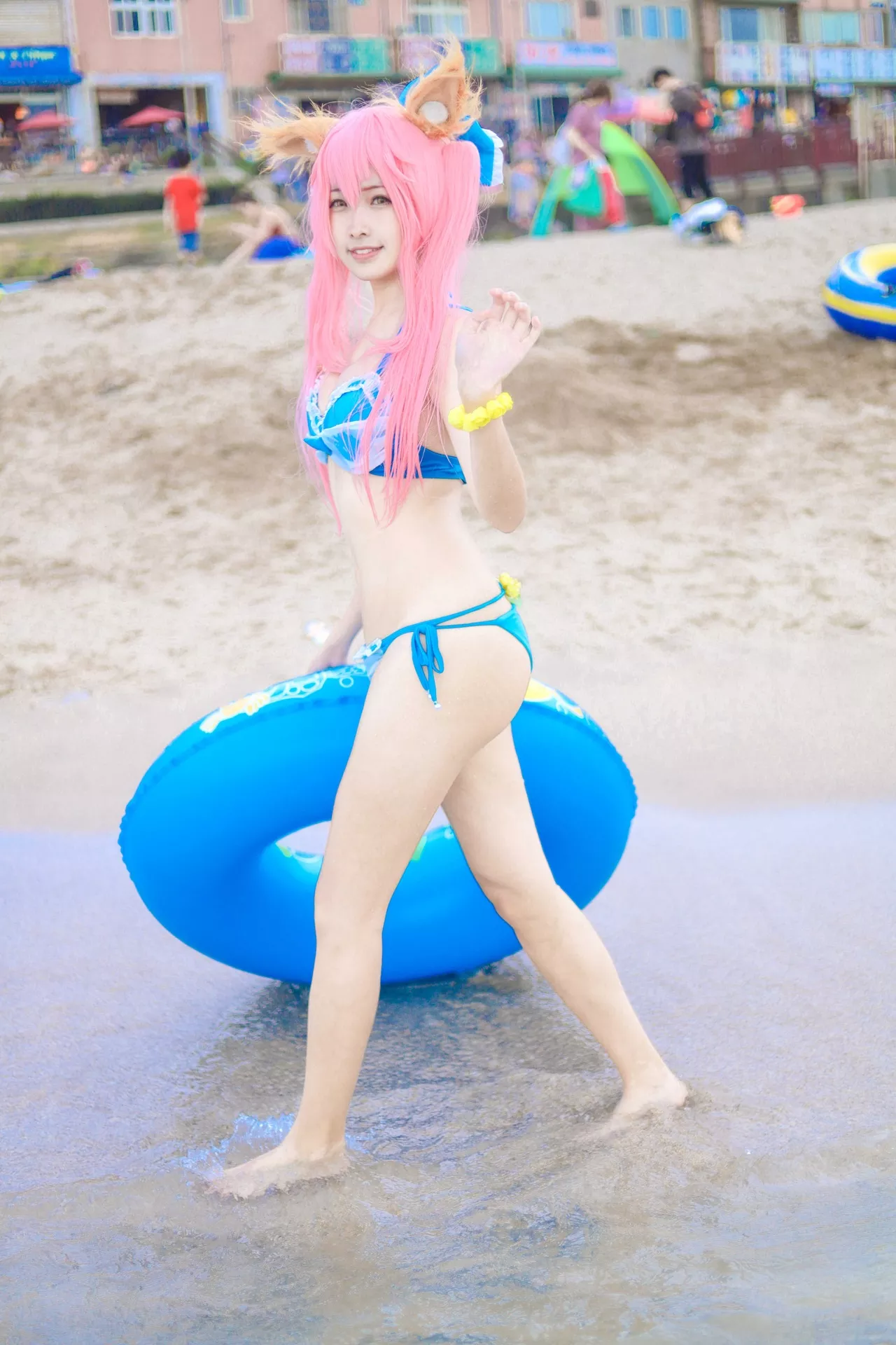 momocat】 Tamamo No 喵 Mae 女神 Ver.Swimsuit 【毛毛 福利 Cosplay