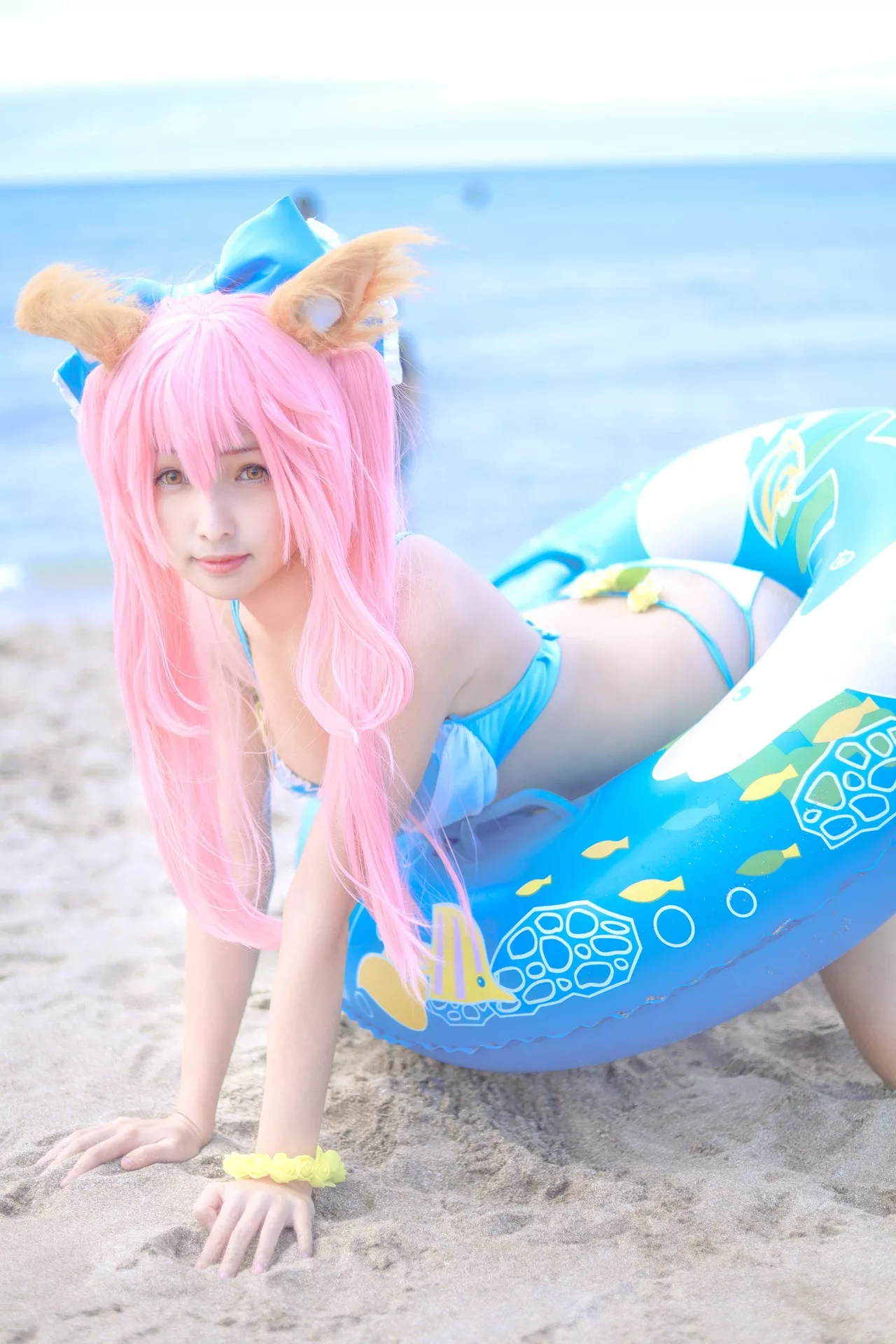 momocat】 Tamamo No 喵 Mae 女神 Ver.Swimsuit 【毛毛 福利 Cosplay