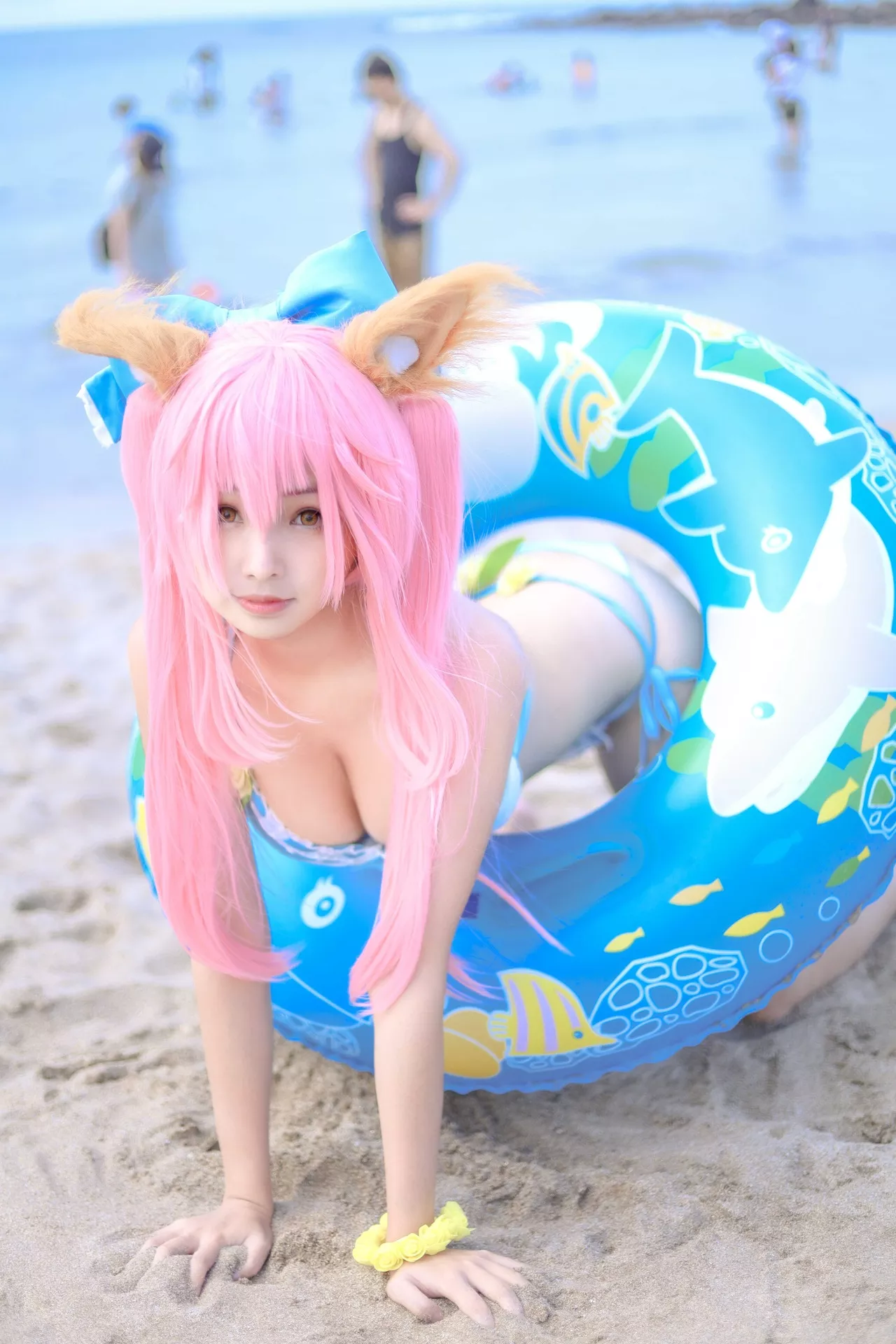 momocat】 Tamamo No 喵 Mae 女神 Ver.Swimsuit 【毛毛 福利 Cosplay