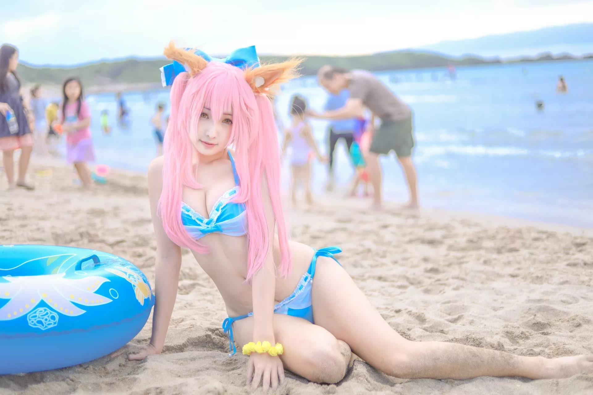 momocat】 Tamamo No 喵 Mae 女神 Ver.Swimsuit 【毛毛 福利 Cosplay
