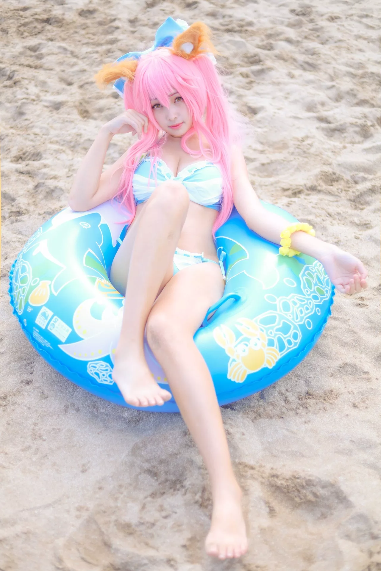 momocat】 Tamamo No 喵 Mae 女神 Ver.Swimsuit 【毛毛 福利 Cosplay