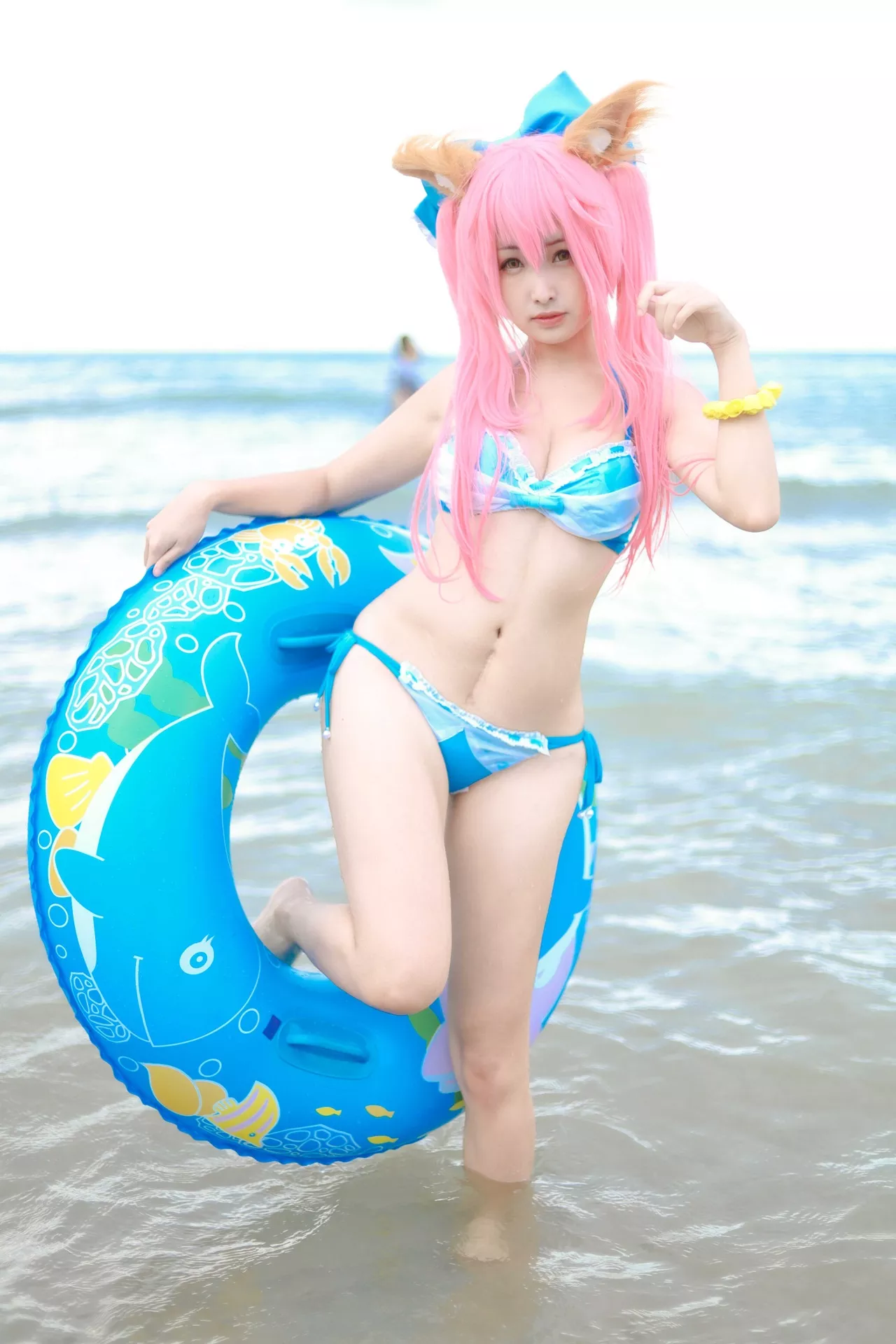 momocat】 Tamamo No 喵 Mae 女神 Ver.Swimsuit 【毛毛 福利 Cosplay