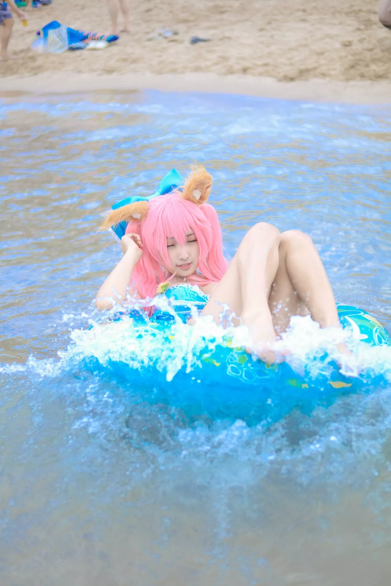 momocat】 Tamamo No 喵 Mae 女神 Ver.Swimsuit 【毛毛 福利 Cosplay