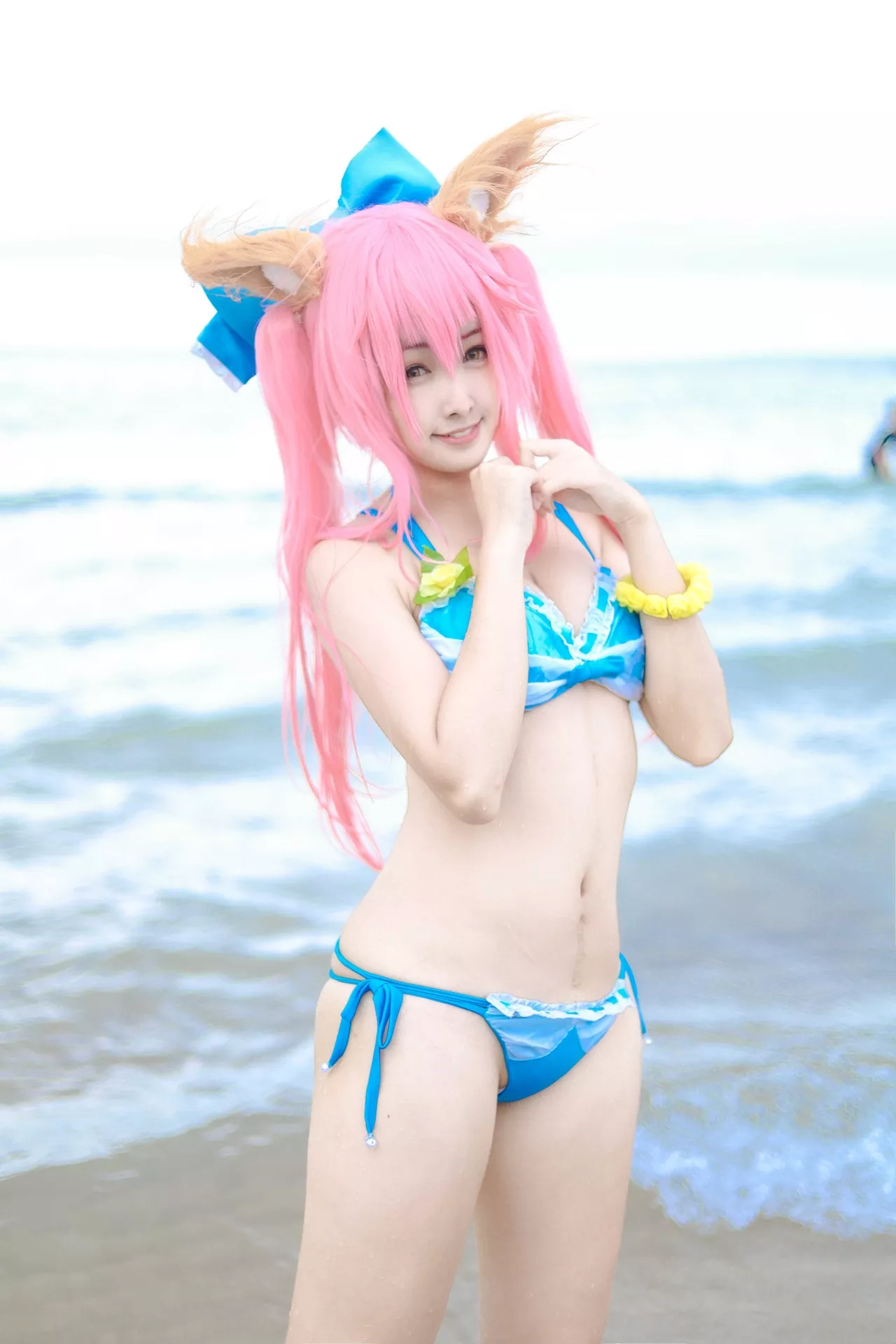 momocat】 Tamamo No 喵 Mae 女神 Ver.Swimsuit 【毛毛 福利 Cosplay