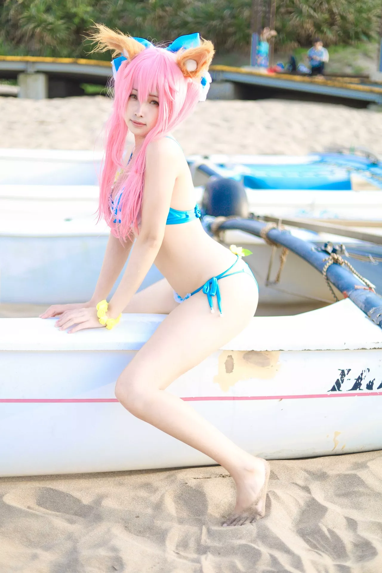 momocat】 Tamamo No 喵 Mae 女神 Ver.Swimsuit 【毛毛 福利 Cosplay