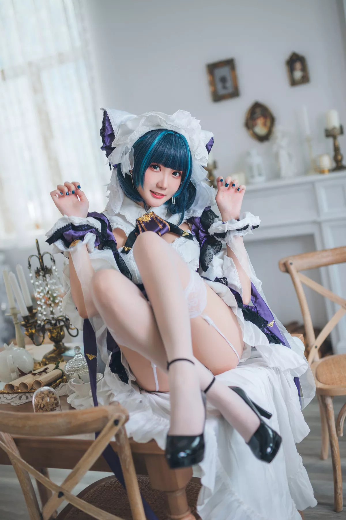 Cosplay 美女 Cheshire Maid 福利 【瓜希酱】 柴郡