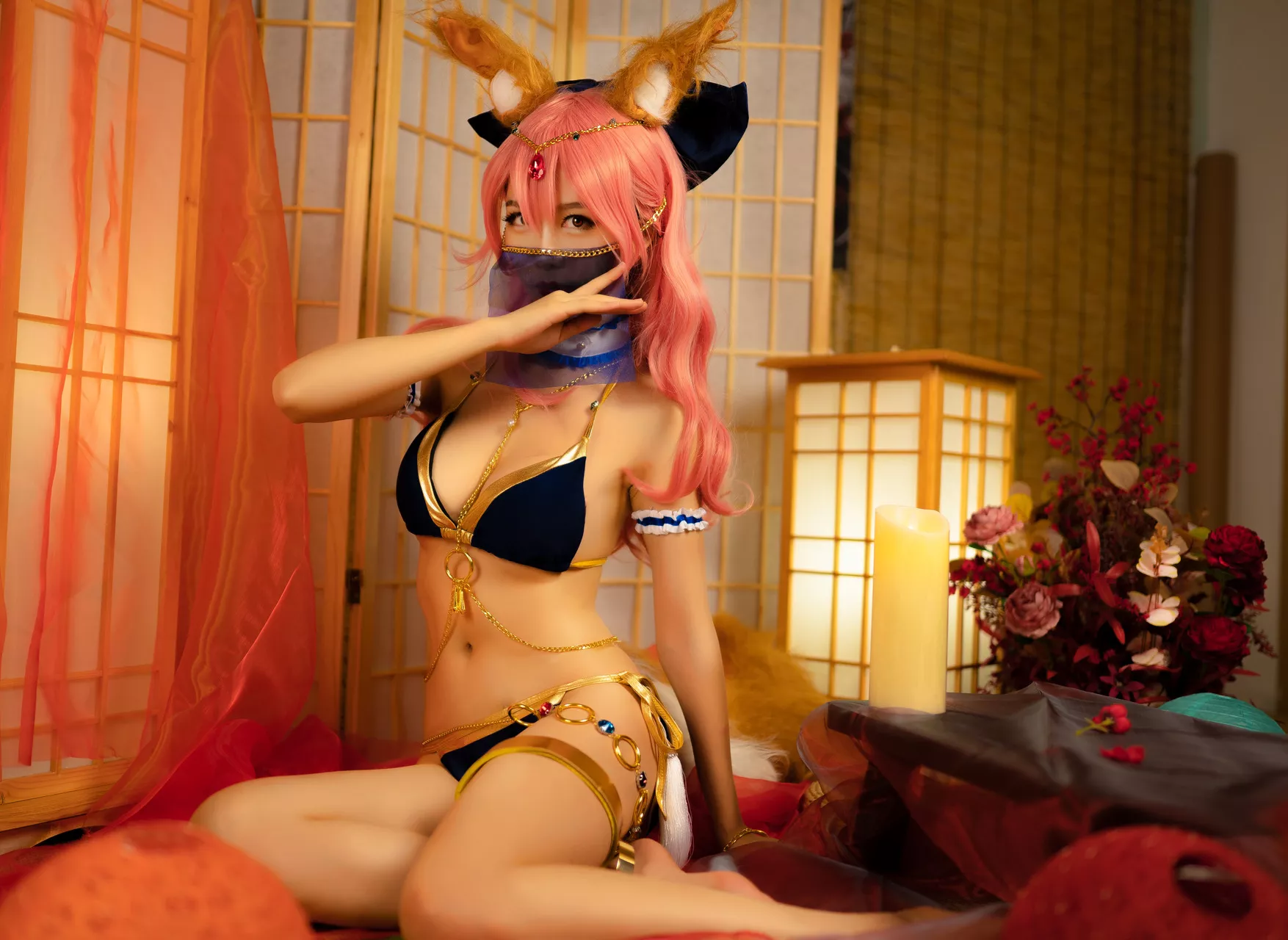 利世】 【抖娘 Cosplay Tamamo 佳人 Mae no 福利 玉藻の前