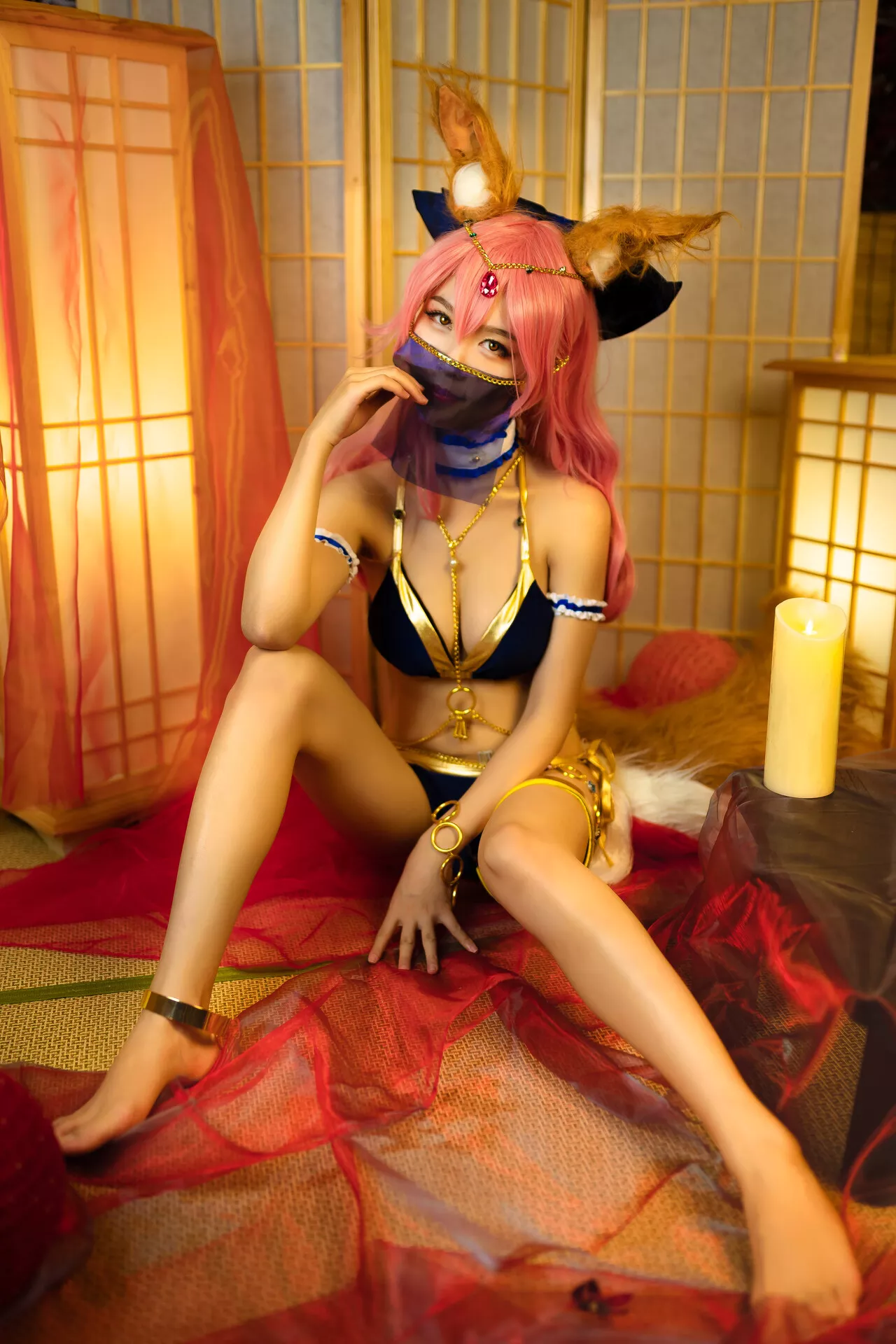 利世】 【抖娘 Cosplay Tamamo 佳人 Mae no 福利 玉藻の前