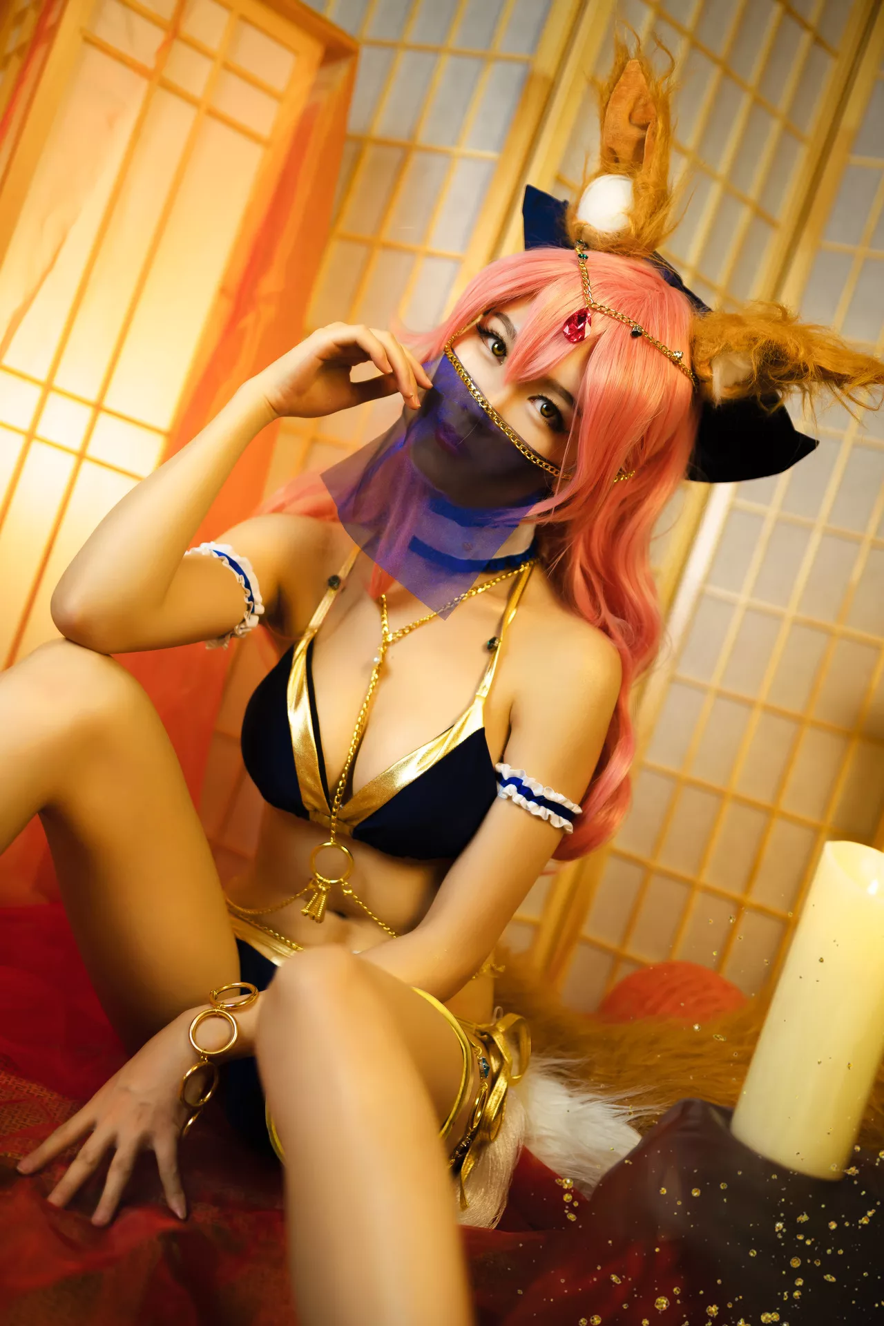 利世】 【抖娘 Cosplay Tamamo 佳人 Mae no 福利 玉藻の前