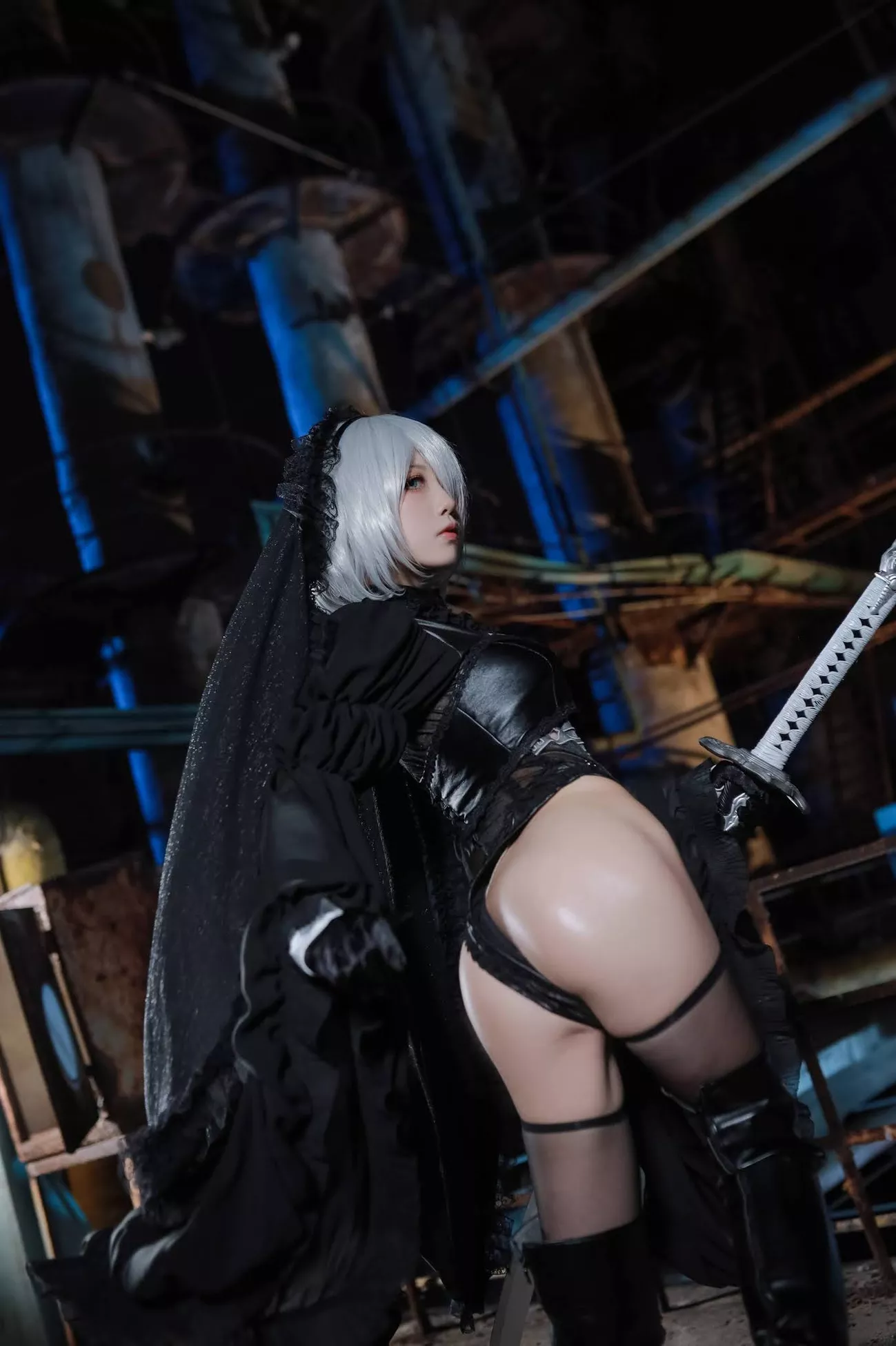 Aqua】 NieR_Automata Version 福利 2B cos Dark Cosplay 丽人 player 福利 【水淼 私拍