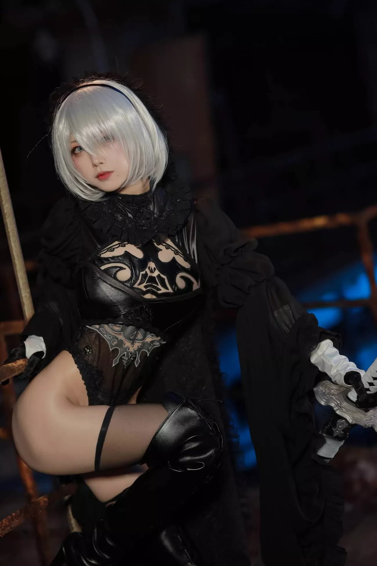 Aqua】 NieR_Automata Version 福利 2B cos Dark Cosplay 丽人 player 福利 【水淼 私拍