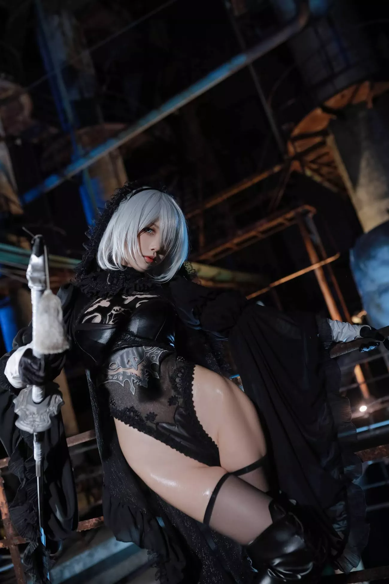 Aqua】 NieR_Automata Version 福利 2B cos Dark Cosplay 丽人 player 福利 【水淼 私拍