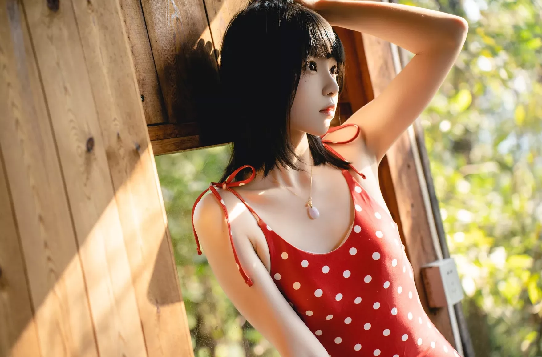 cosplay Dot Polka 美女cosplay �@桃喵红波点Red