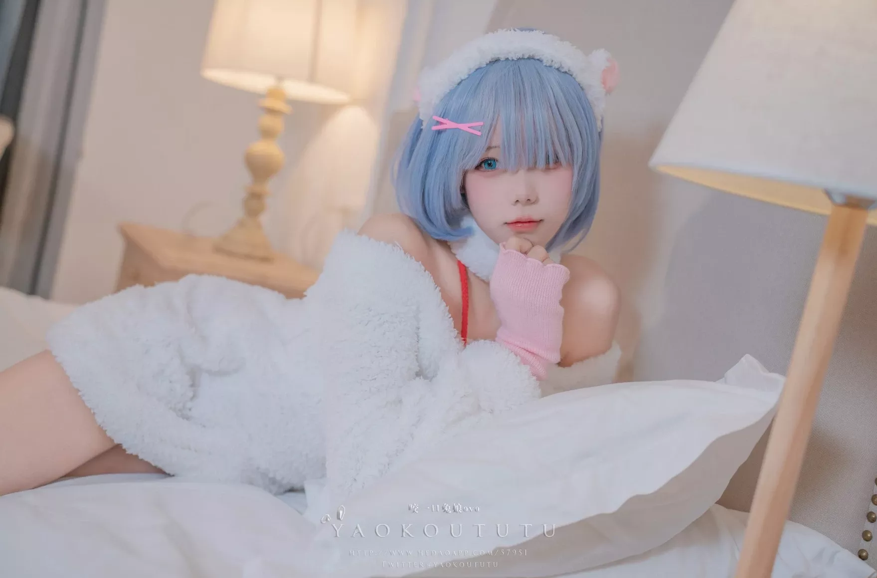 cosplay 黏黏团子兔T3特典蕾姆咩咩 美人cosplay