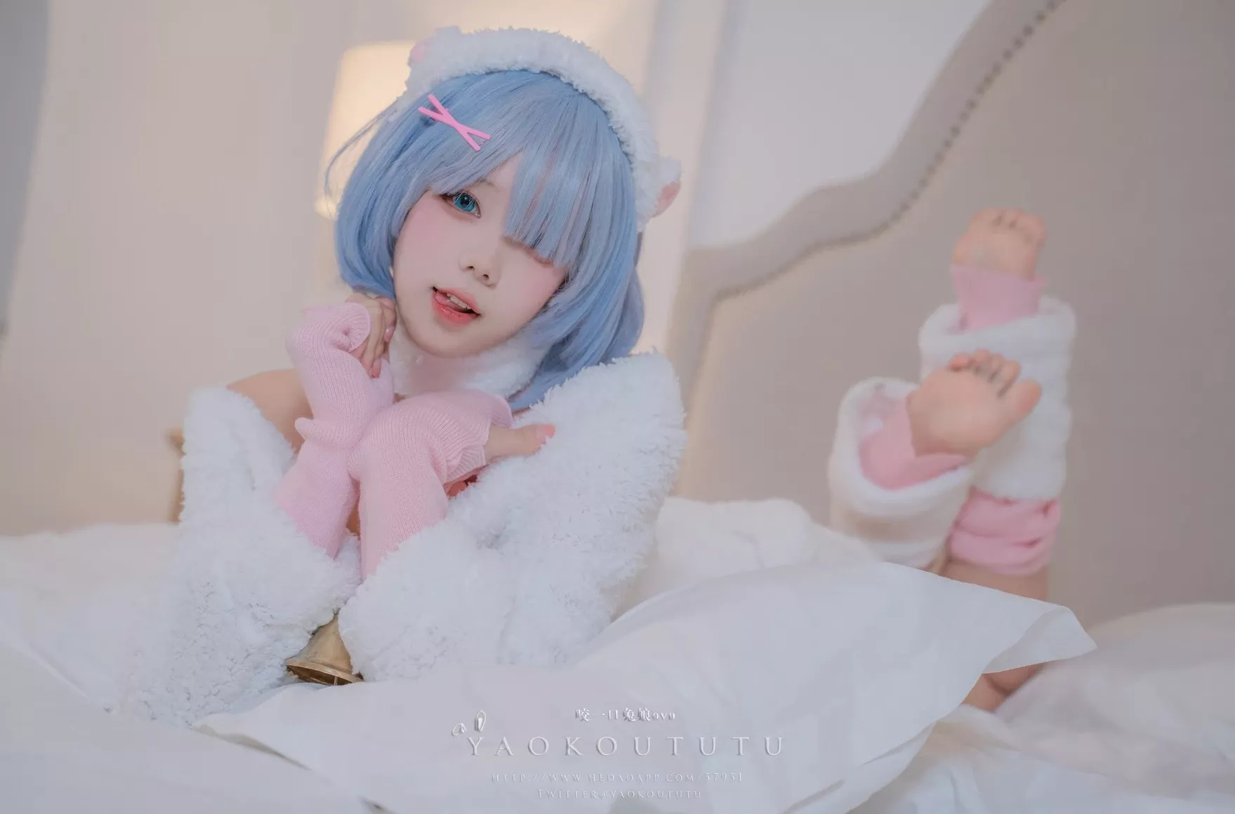 cosplay 黏黏团子兔T3特典蕾姆咩咩 美人cosplay