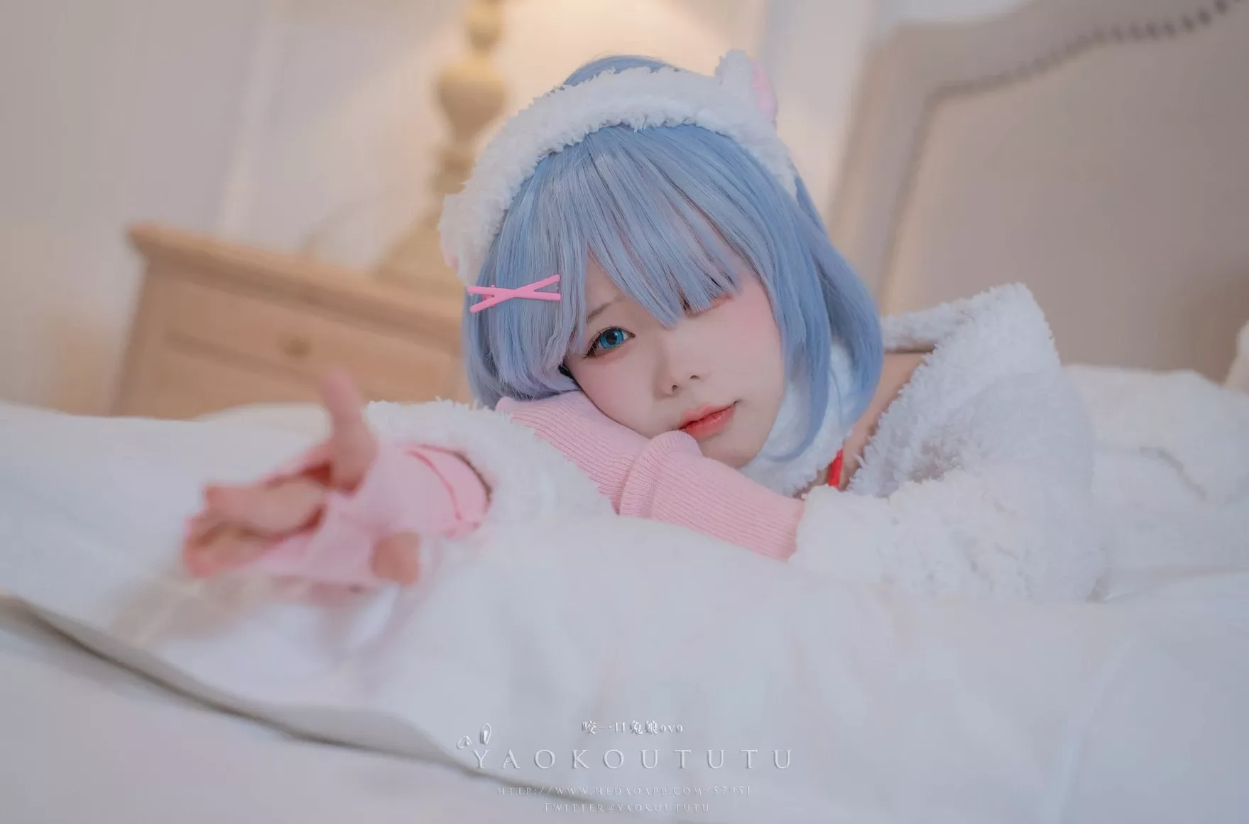 cosplay 黏黏团子兔T3特典蕾姆咩咩 美人cosplay